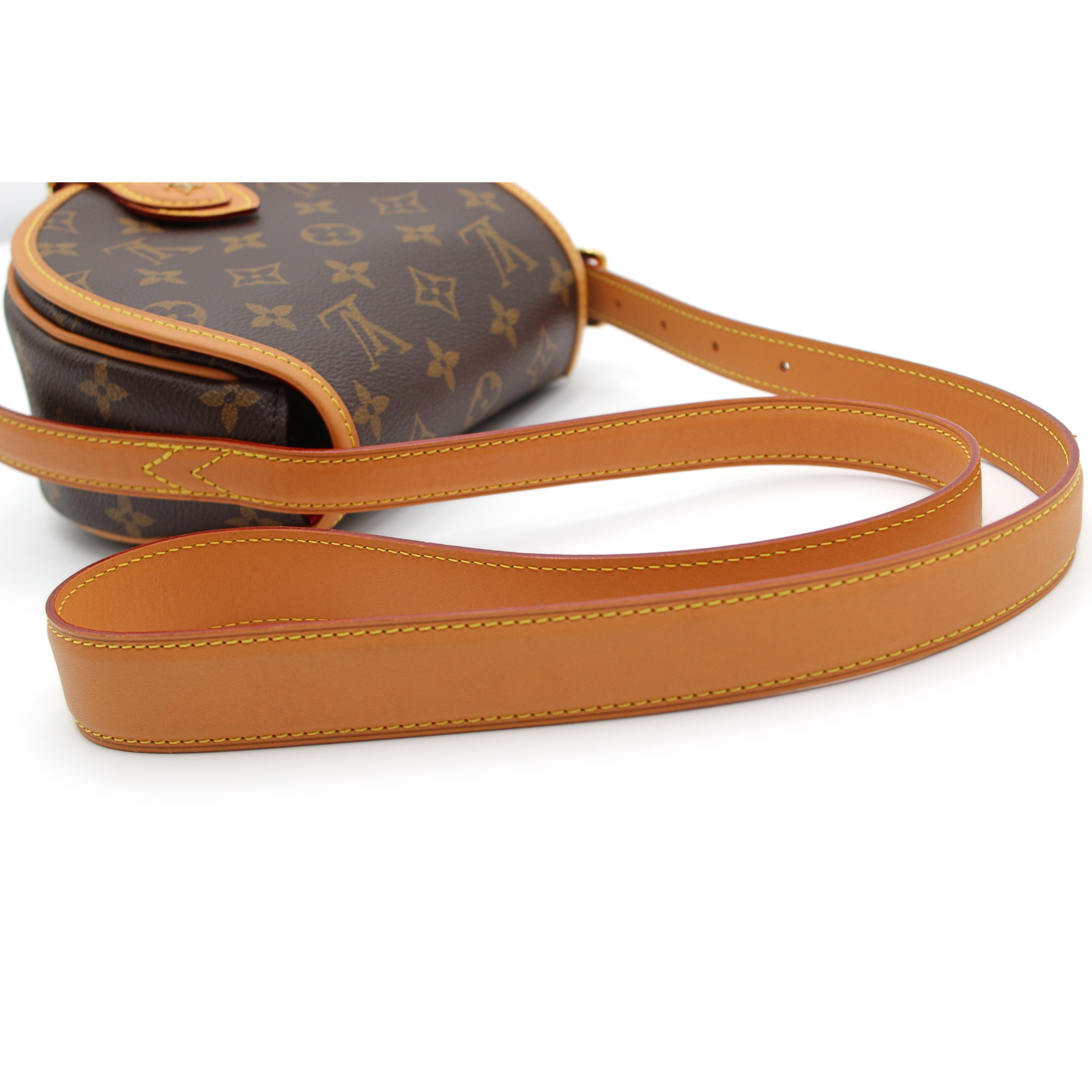 Tambourin Monogram Coated Canvas Marron Cross Body Bag