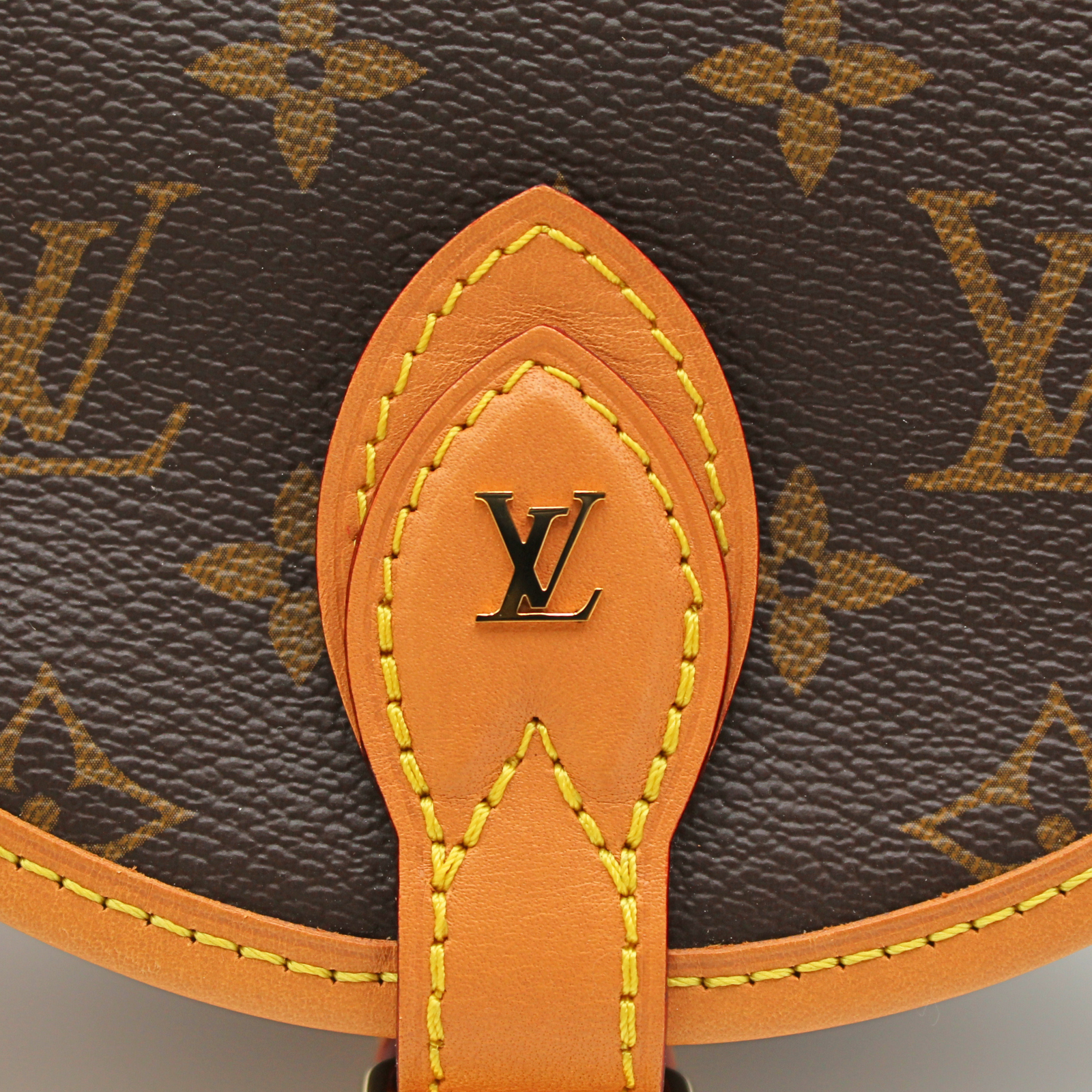 Tambourin Monogram Coated Canvas Marron Cross Body Bag