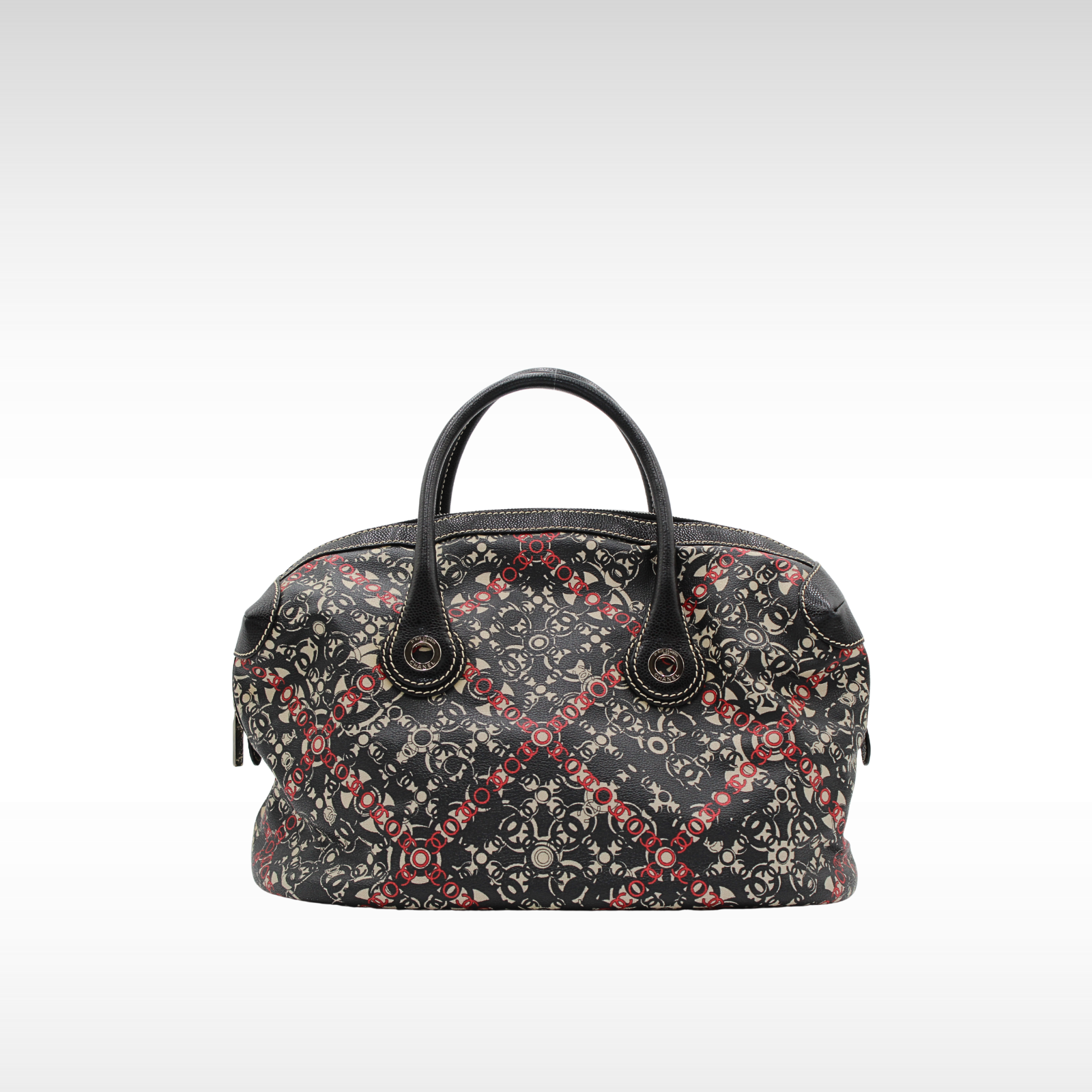 Black Coated Canvas Hand Bag