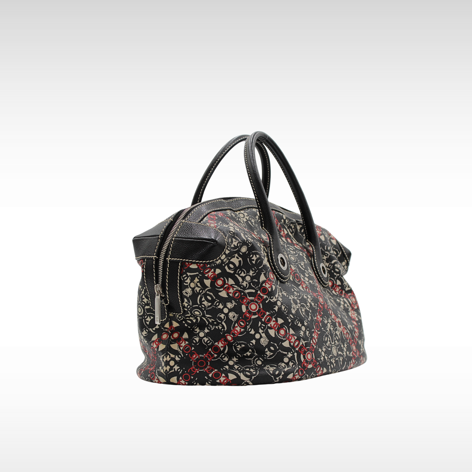 Black Coated Canvas Hand Bag