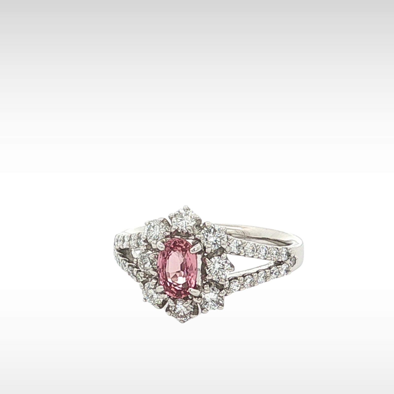 Pink Sapphire Diamond PT900 Ring 6