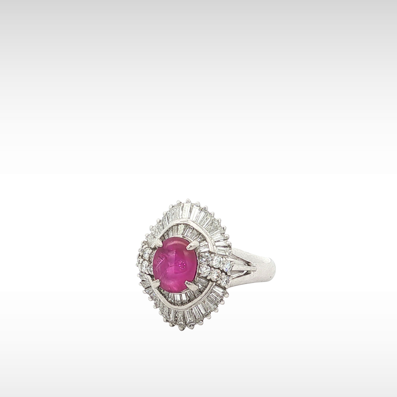 Star Sapphire Diamond PT900 Ring 5.5