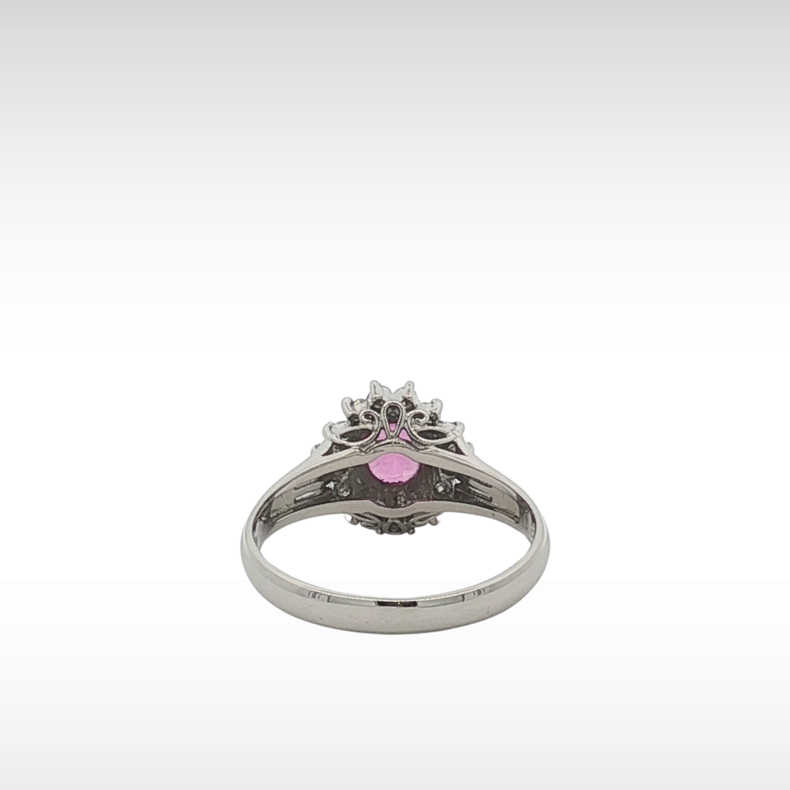 Pink Sapphire Diamond PT Ring 5.75
