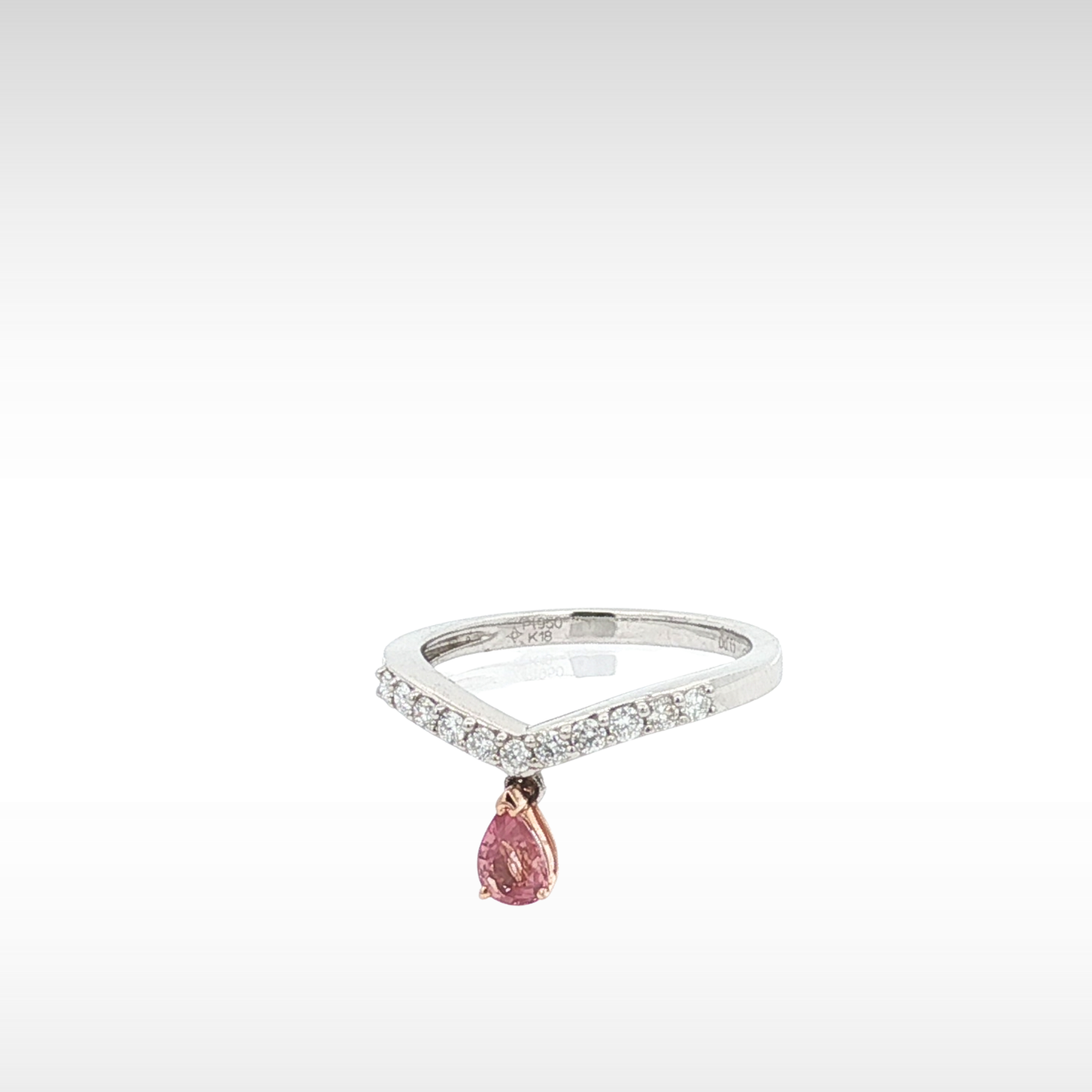 Pink Sapphire Diamond PT&K18 Ring 5.75