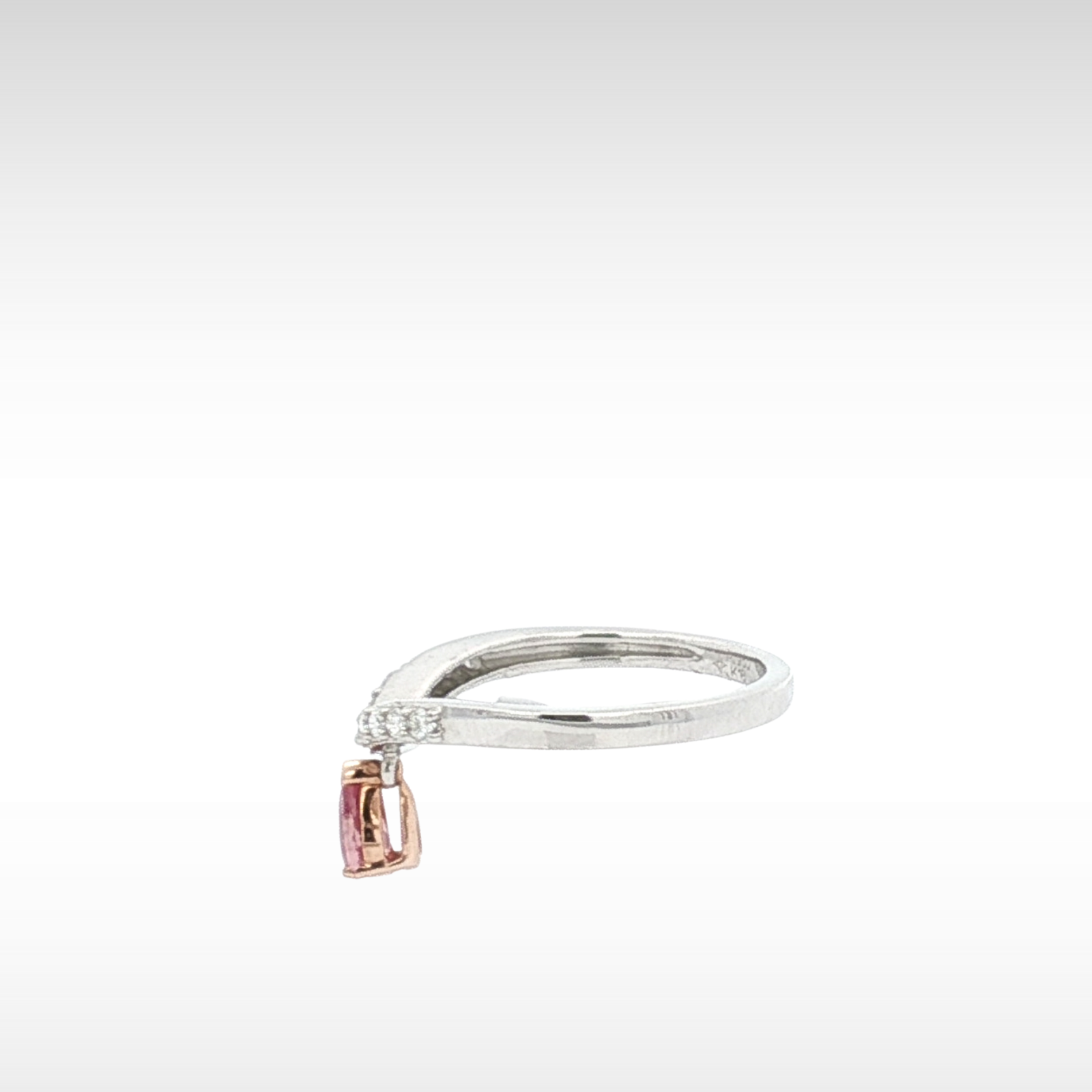 Pink Sapphire Diamond PT&K18 Ring 5.75