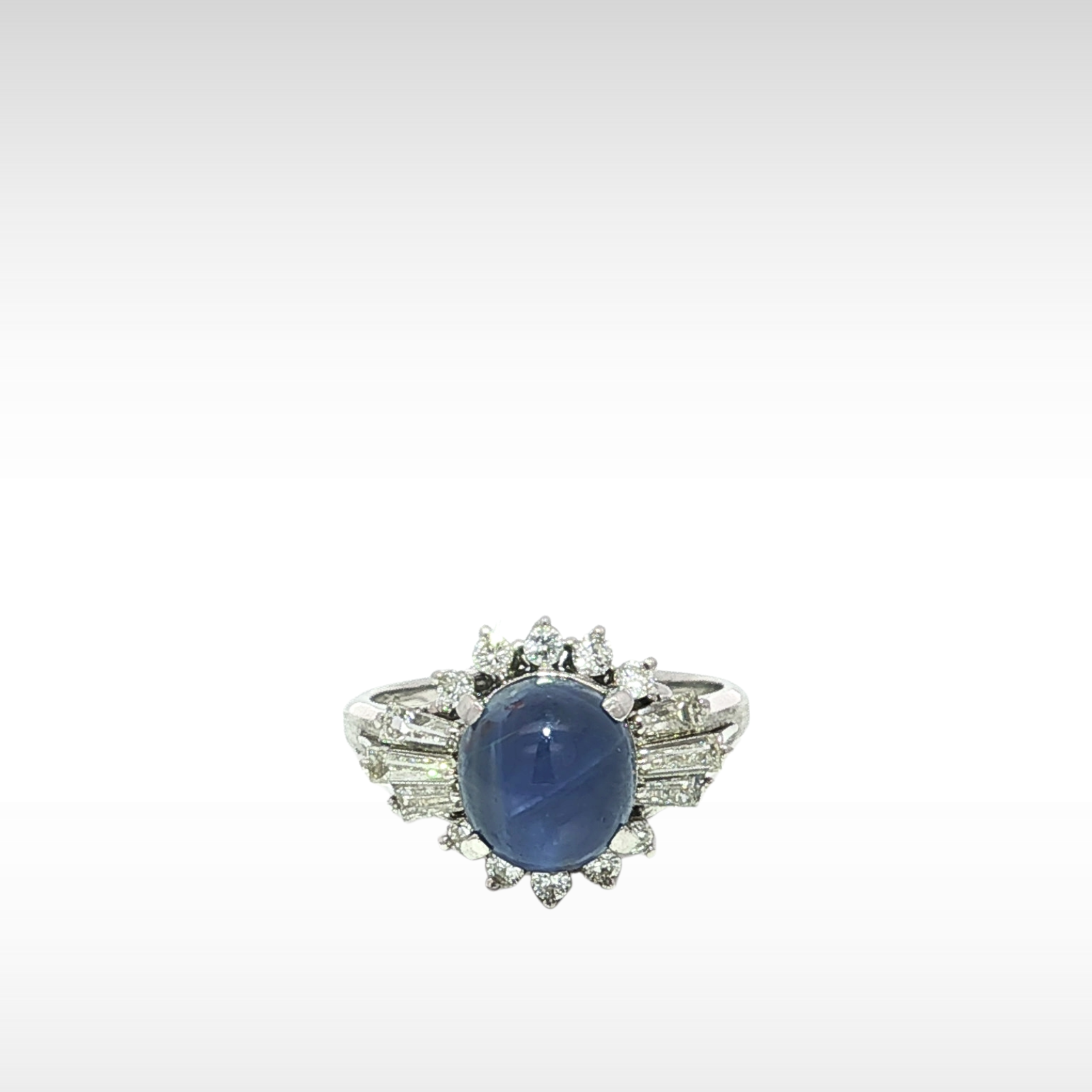 Star Sapphire Diamond Platinum Ring 7