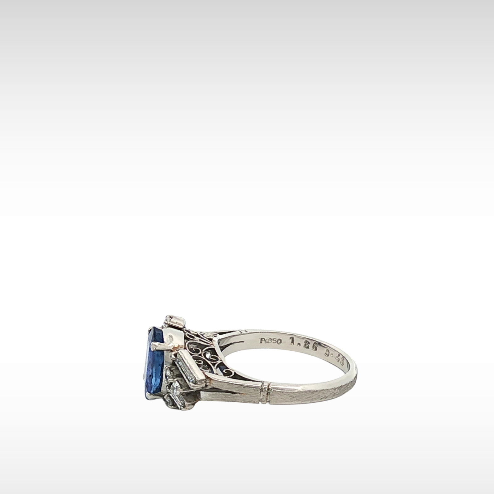 Sapphire Diamond Ring Platinum 5.75
