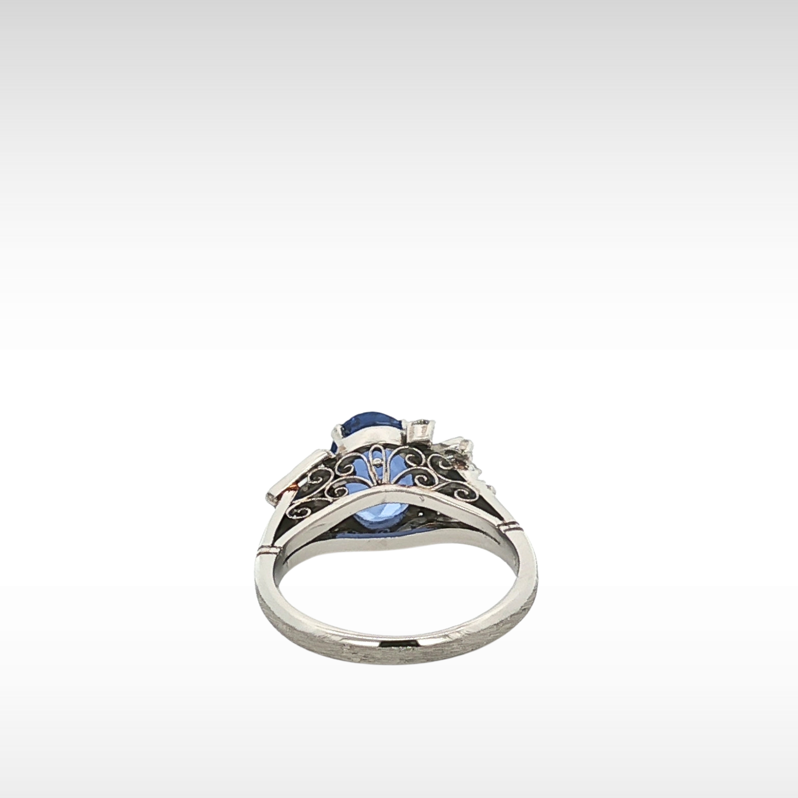 Sapphire Diamond Ring Platinum 5.75