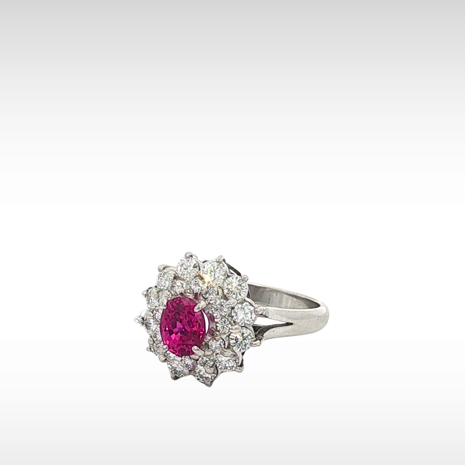 Pink Sapphire Diamond Ring Platinum 5.5
