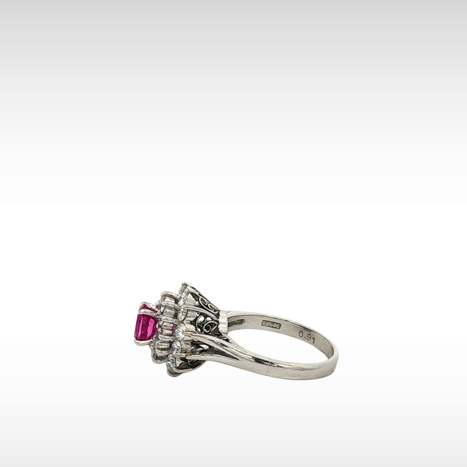 Pink Sapphire Diamond Ring Platinum 5.5