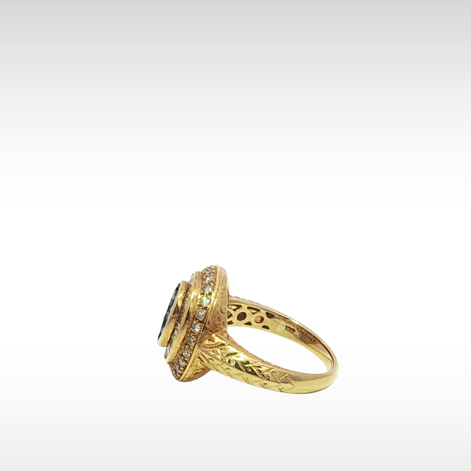 Sapphire Diamond Yellow Gold Ring 7.25
