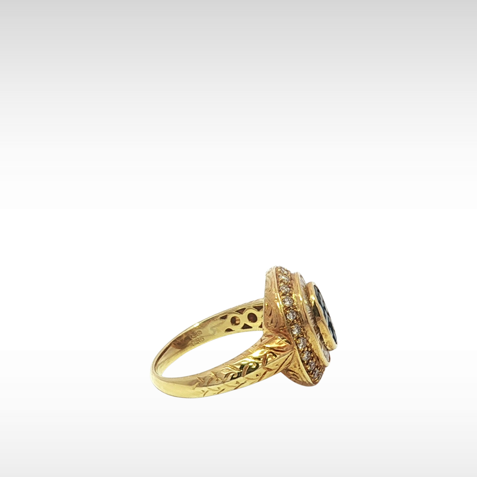 Sapphire Diamond Yellow Gold Ring 7.25