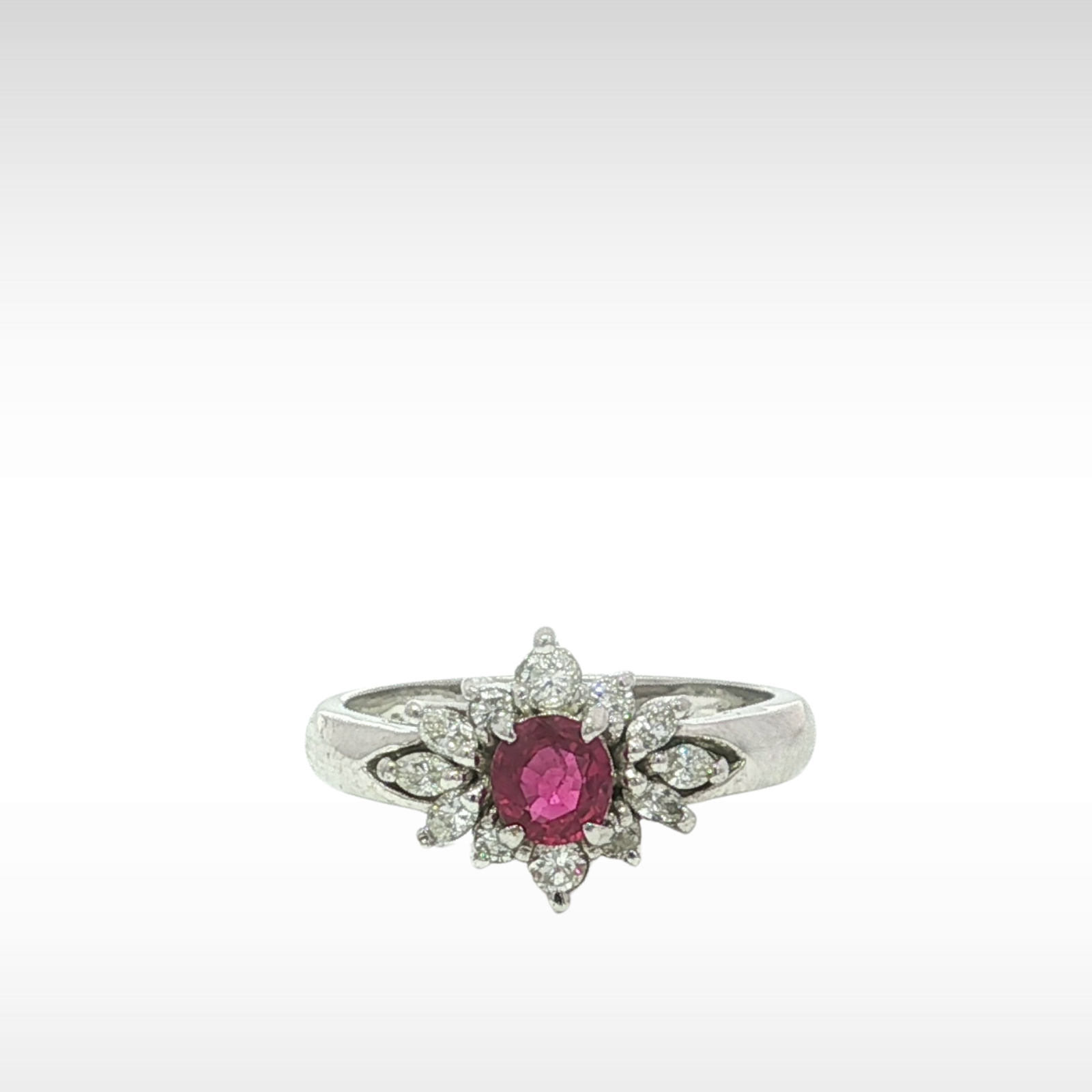 Ruby Diamond Platinum Ring 6
