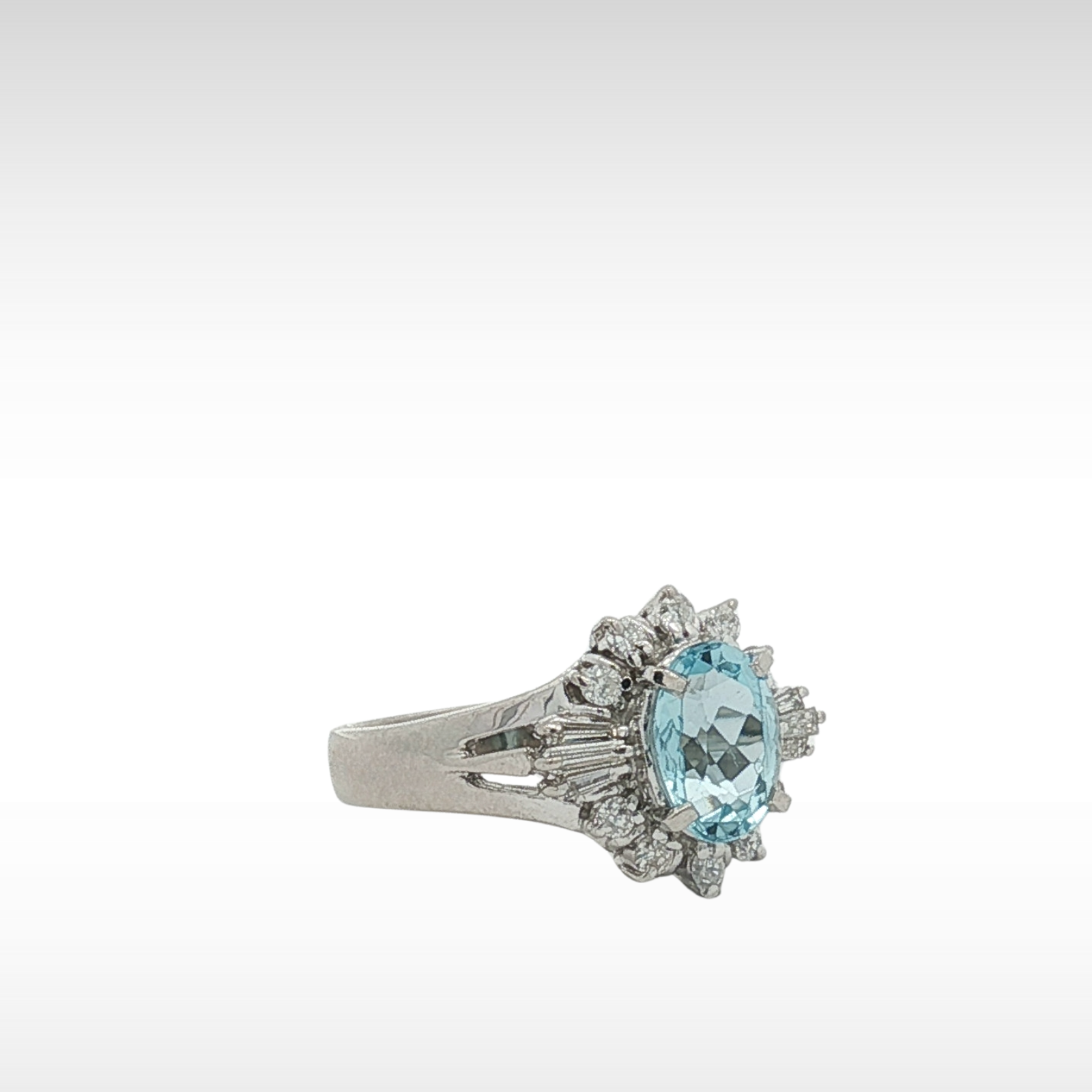 Aquamarine Diamond PT Ring 4