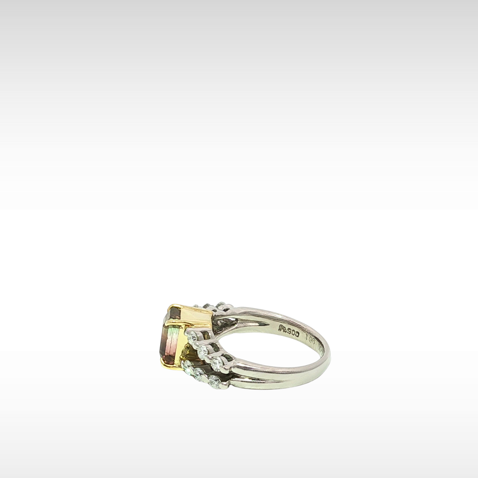 Tourmaline Diamond Platinum/Yellow Gold Ring 6
