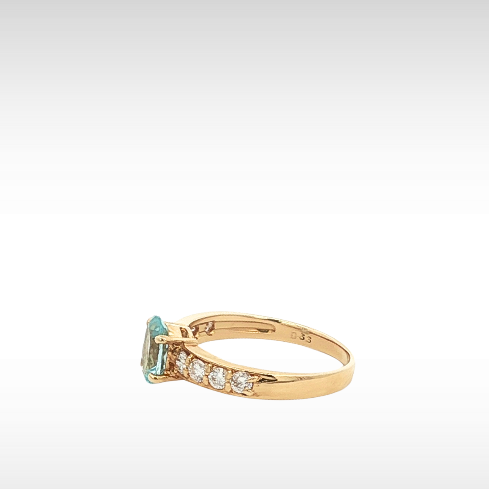 Aquamarine Diamond Ring Yellow Gold 5.75