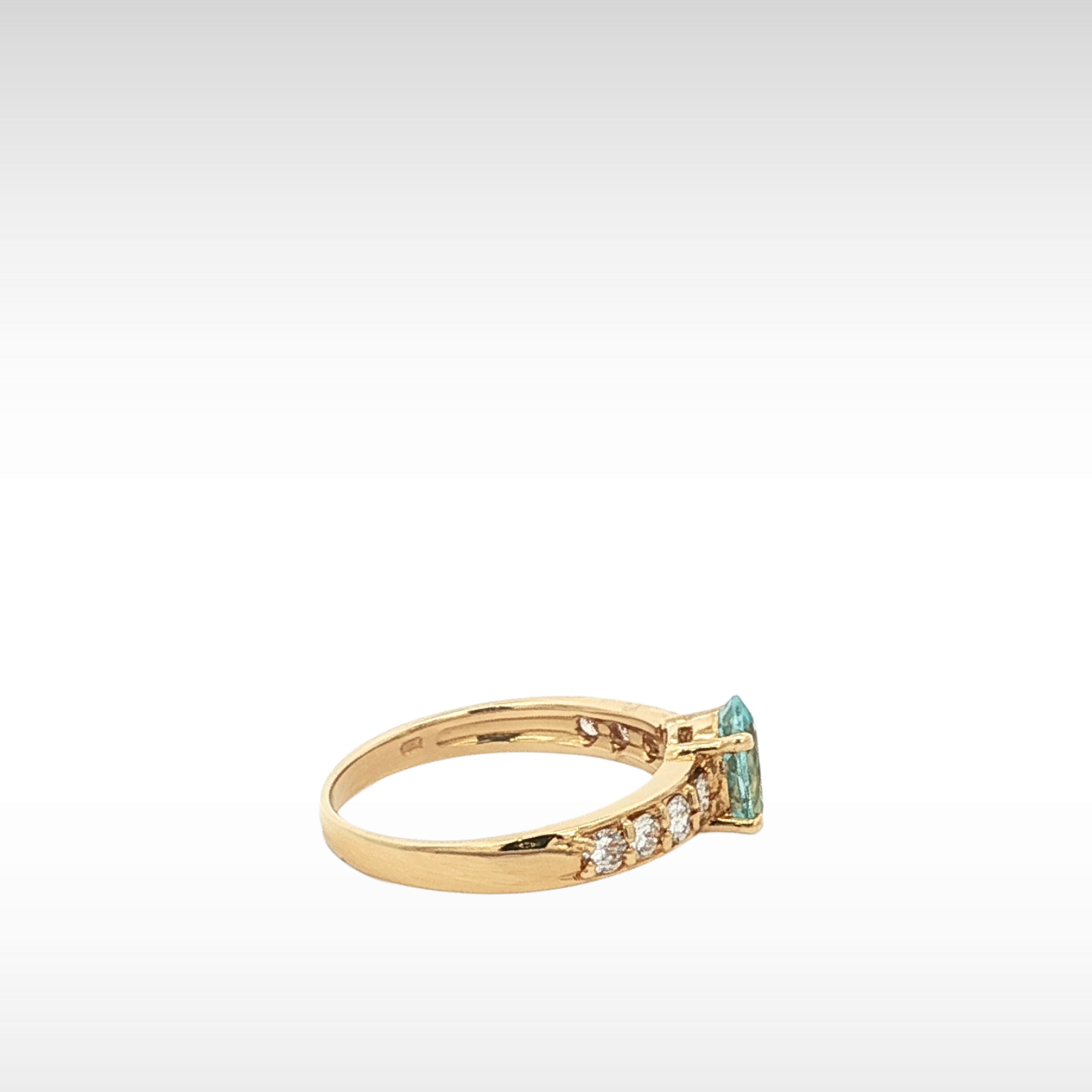Aquamarine Diamond Ring Yellow Gold 5.75