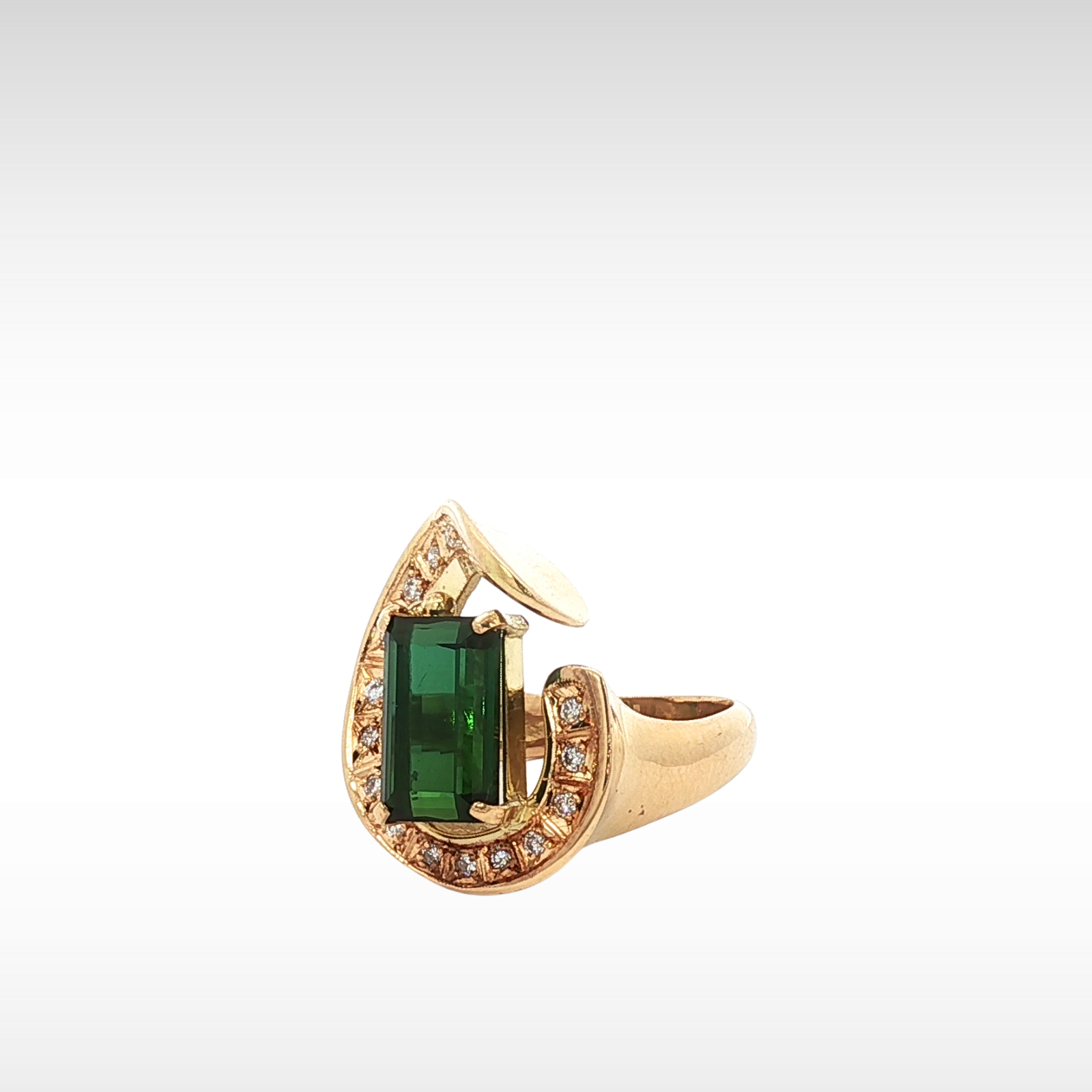Tourmaline Diamond K18 Ring 4.5