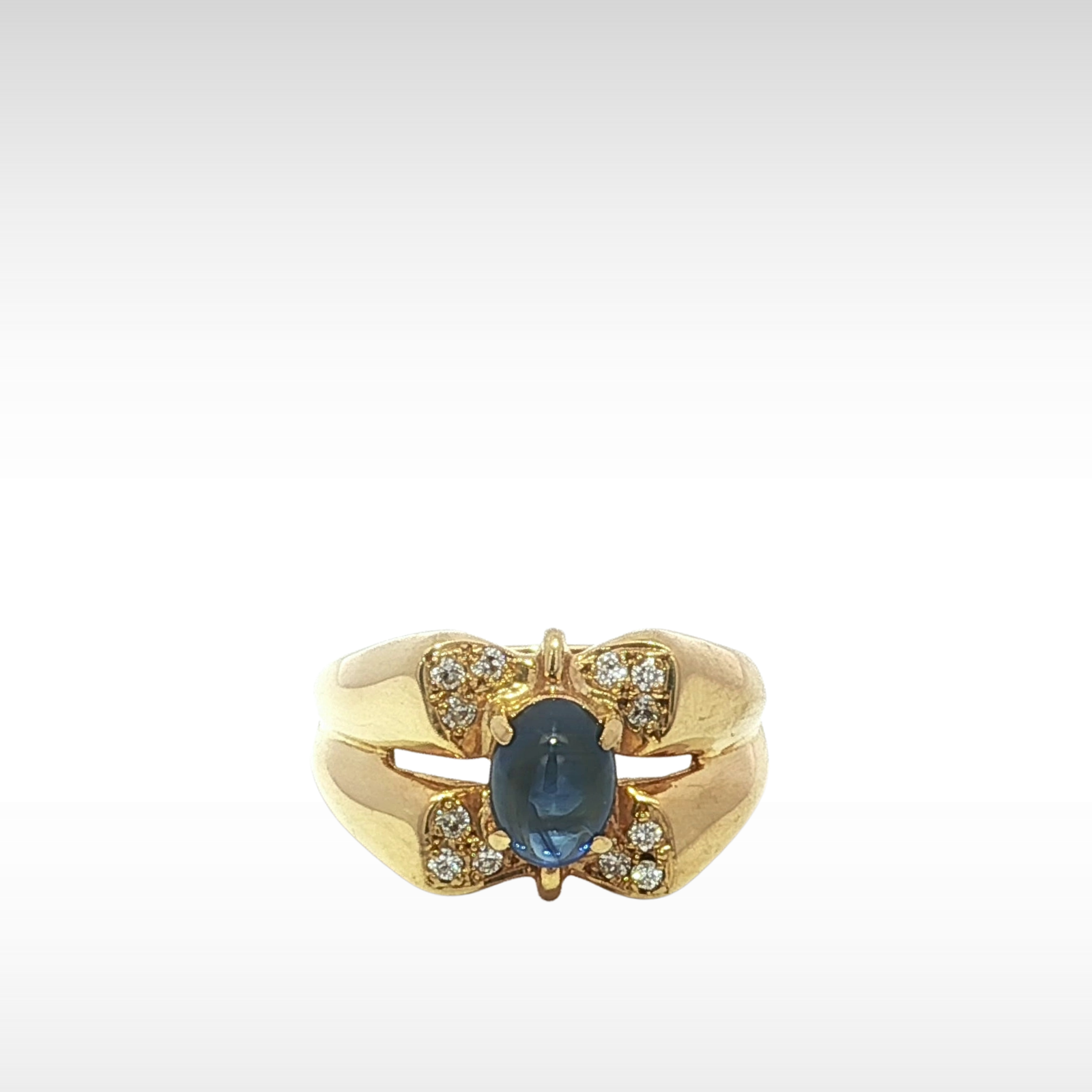 Sapphire Diamond Yellow Gold Ring 5.75