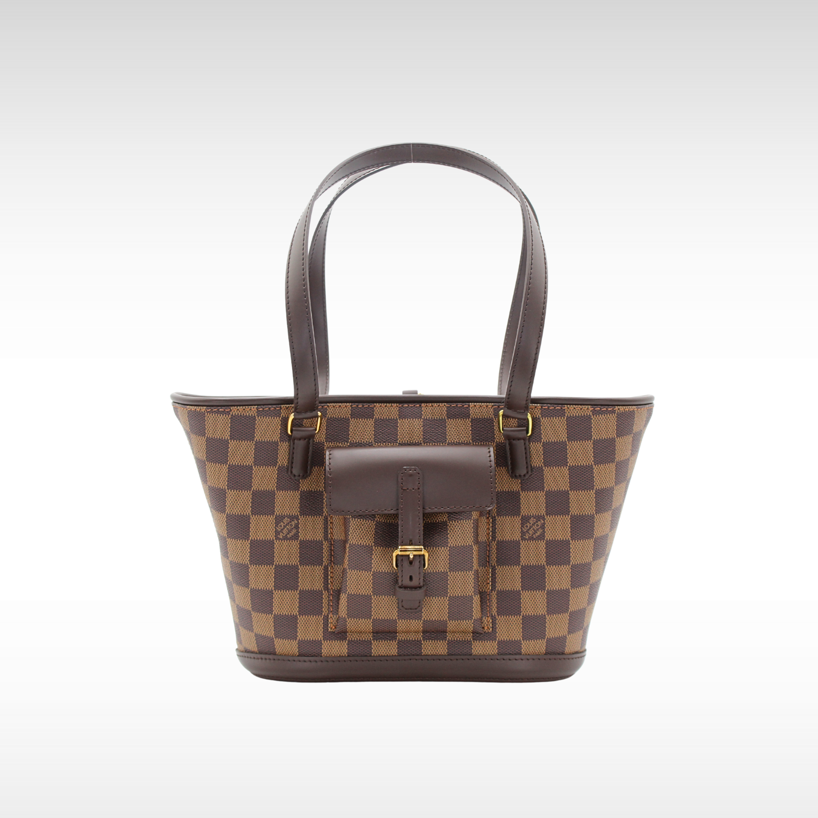Manosque PM Damier Coated Canvas Ebene Tote Bag