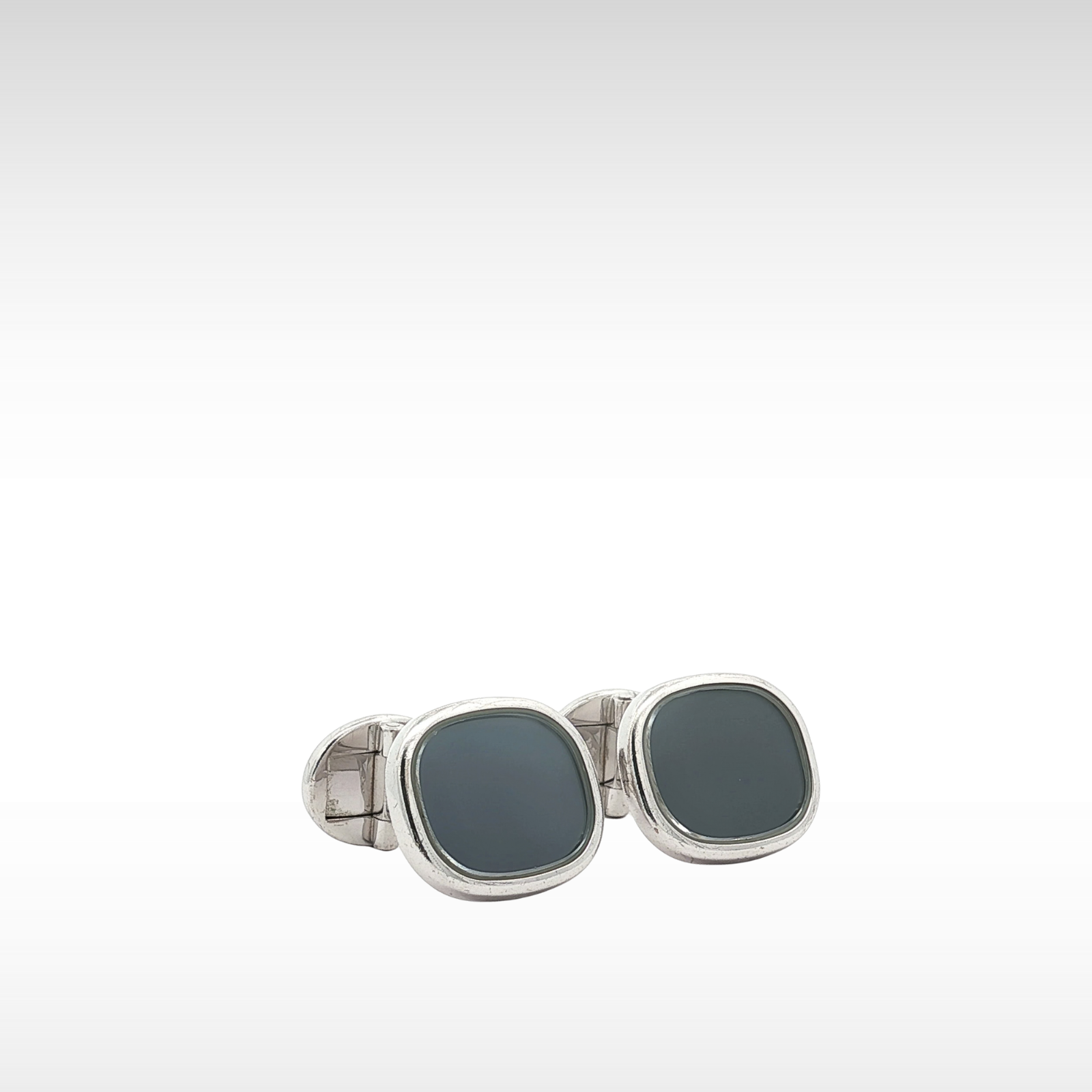 Ellipse Cufflinks & Tie Bar White Gold