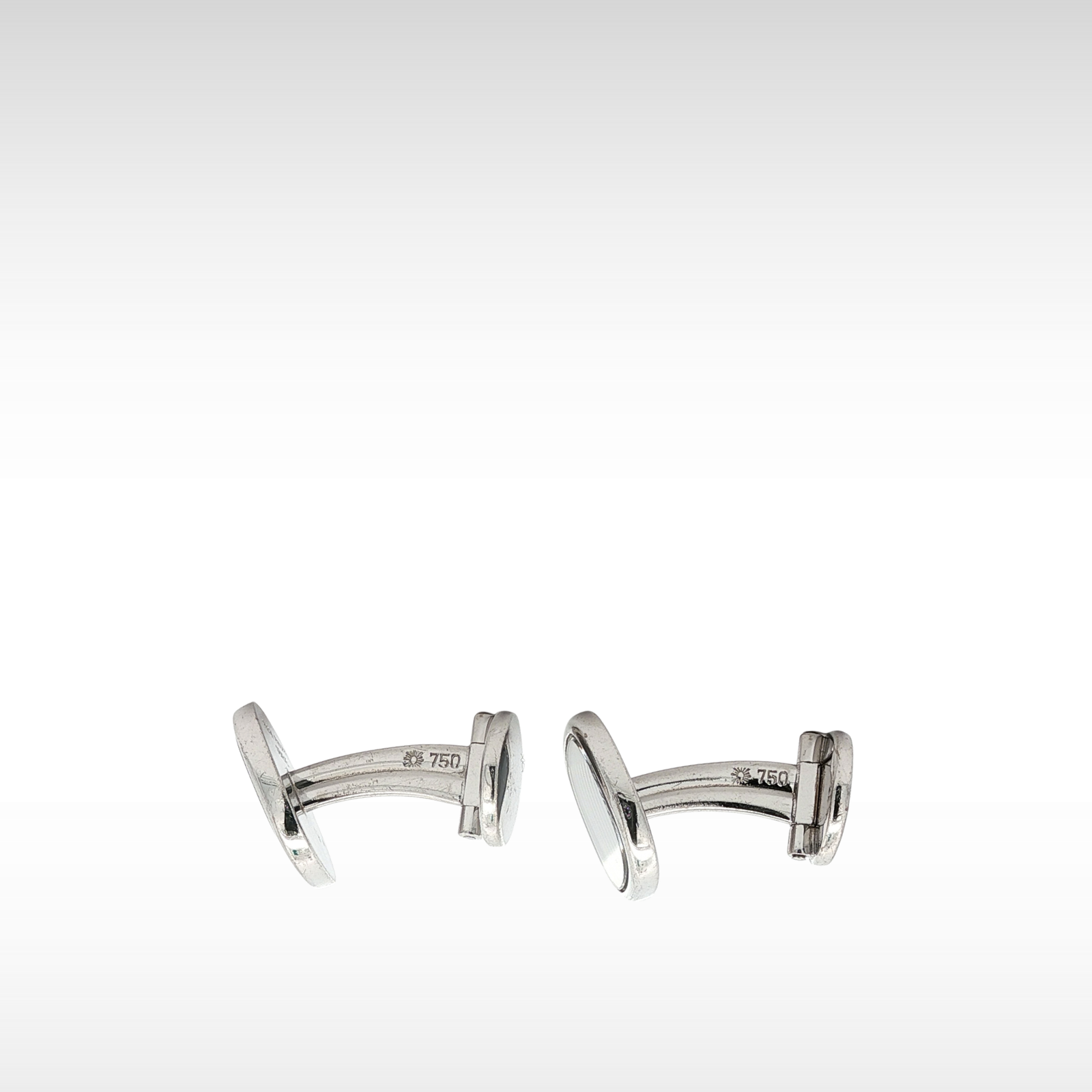 Ellipse Cufflinks & Tie Bar White Gold