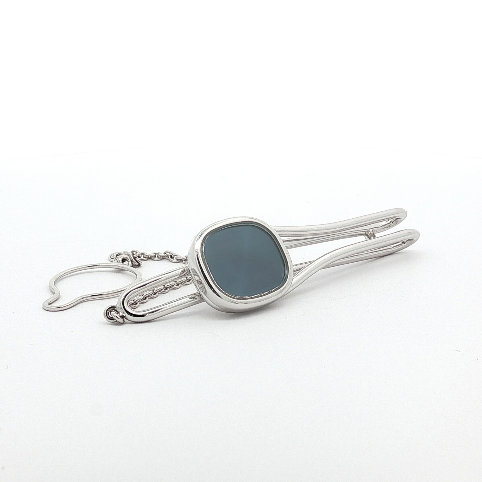 Ellipse Cufflinks & Tie Bar White Gold