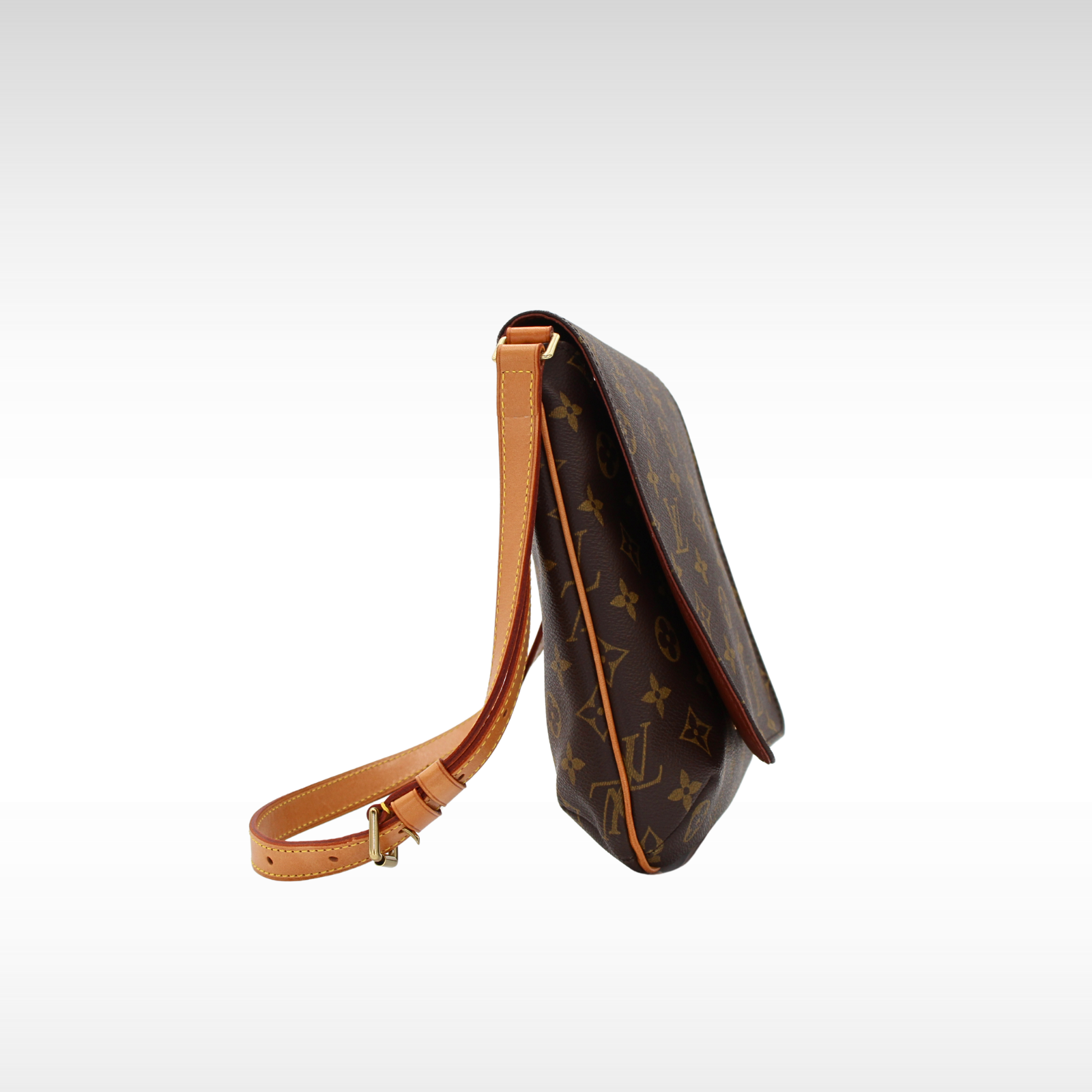 Musette Salsa Monogram Coated Canvas Marron Shoulder Bag