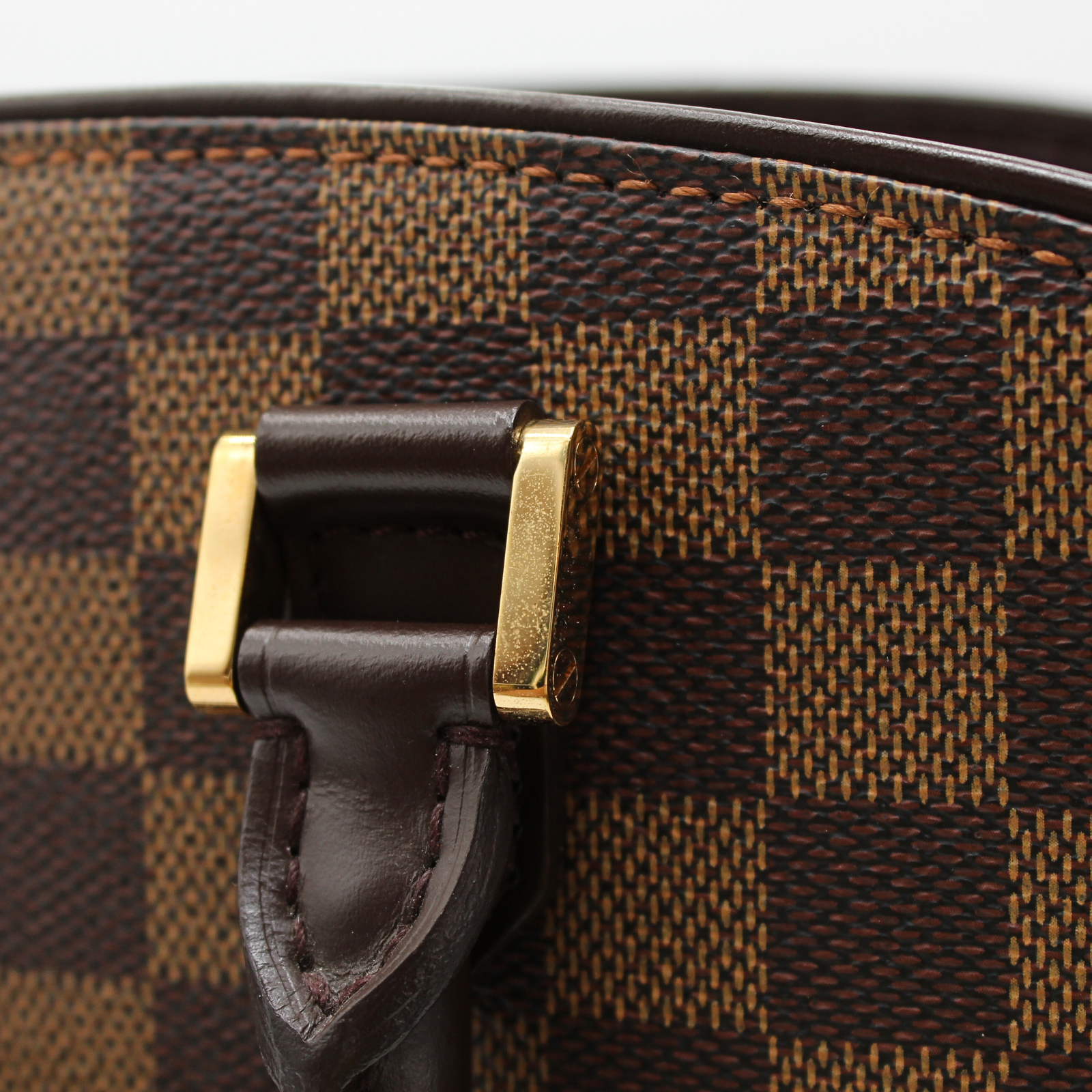 Saria Horizontal Damier Coated Canvas Ebene Hand Bag