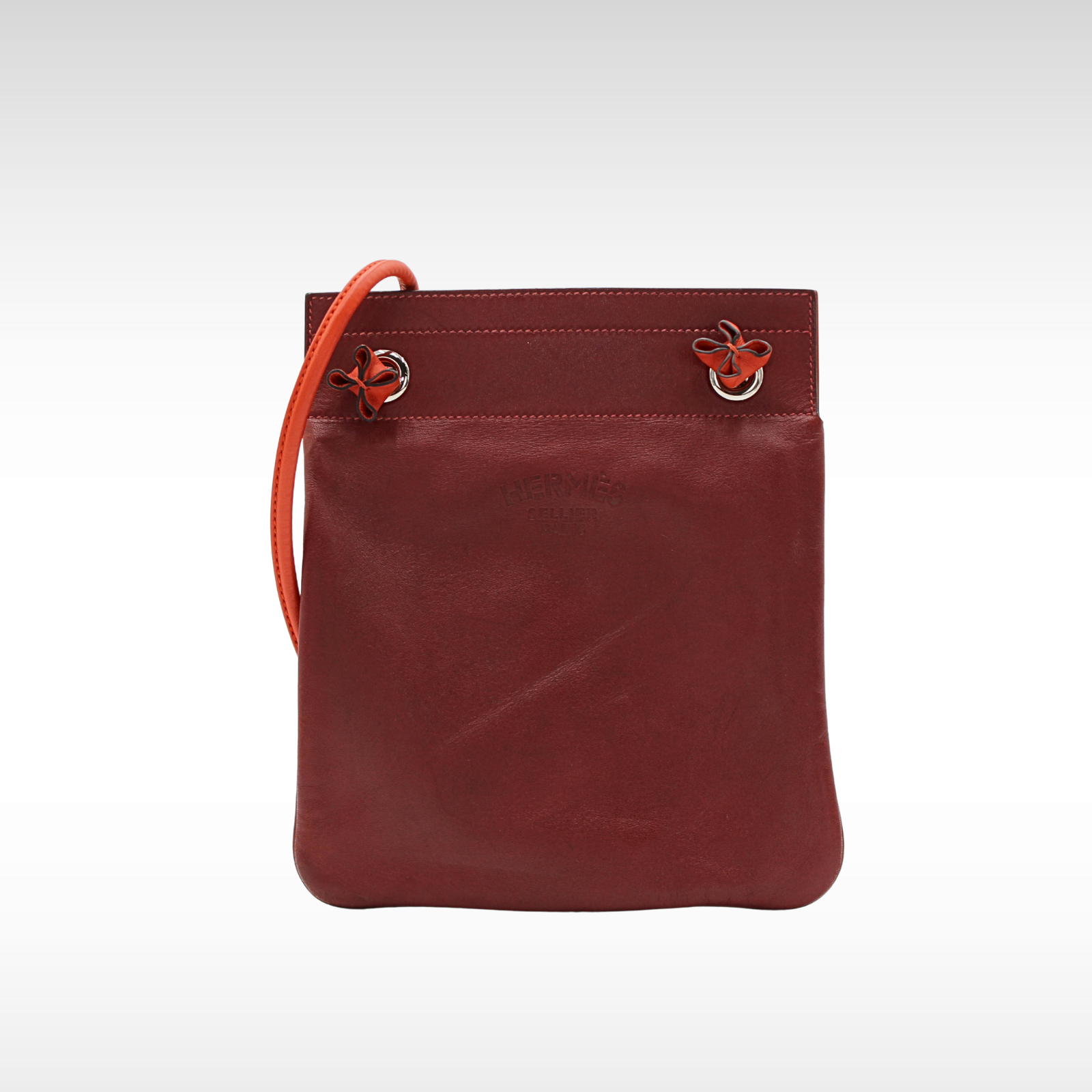 Sac Aline Mini Bicolor Agneau Rouge H+Terre Battue Crossbody Bag
