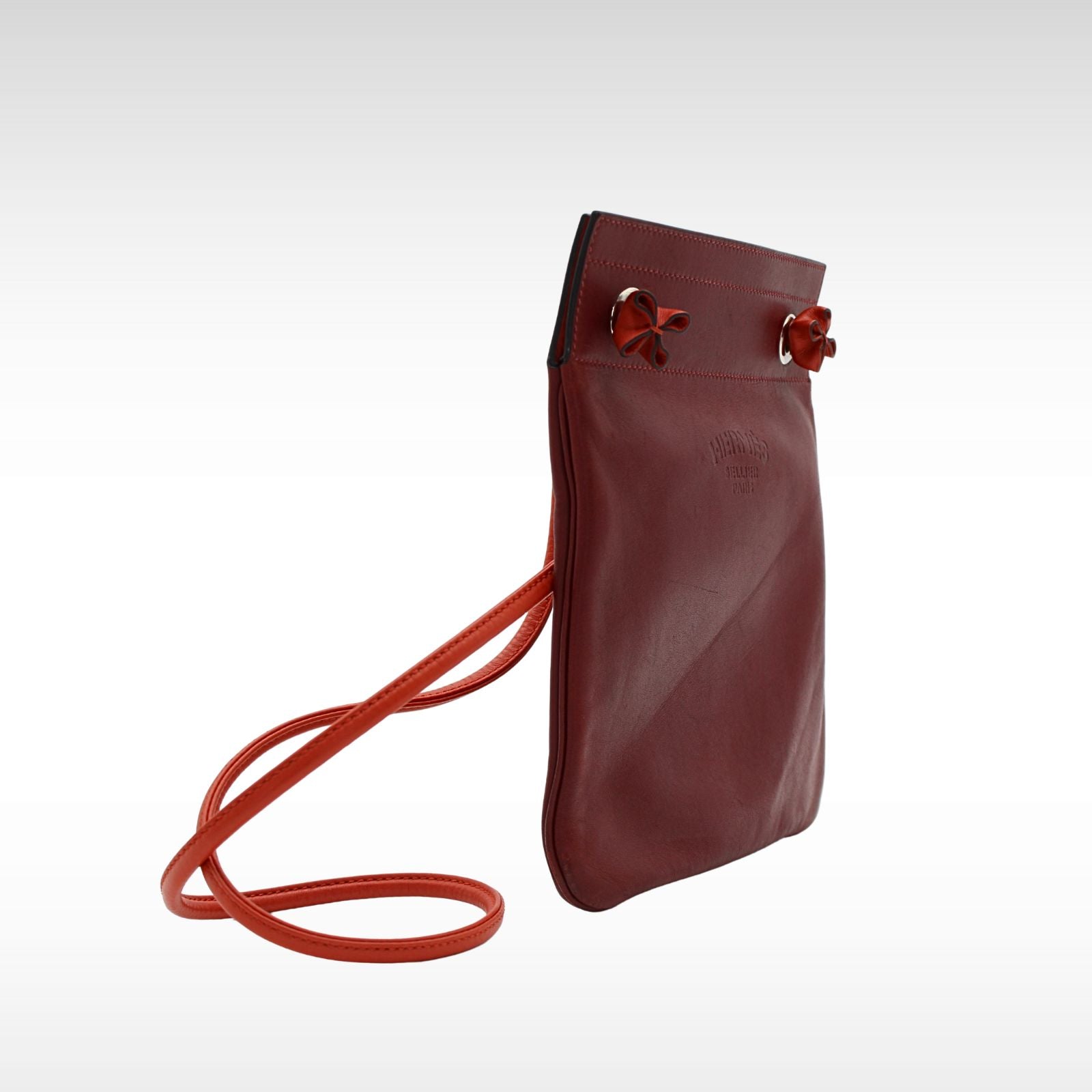 Sac Aline Mini Bicolor Agneau Rouge H+Terre Battue Crossbody Bag