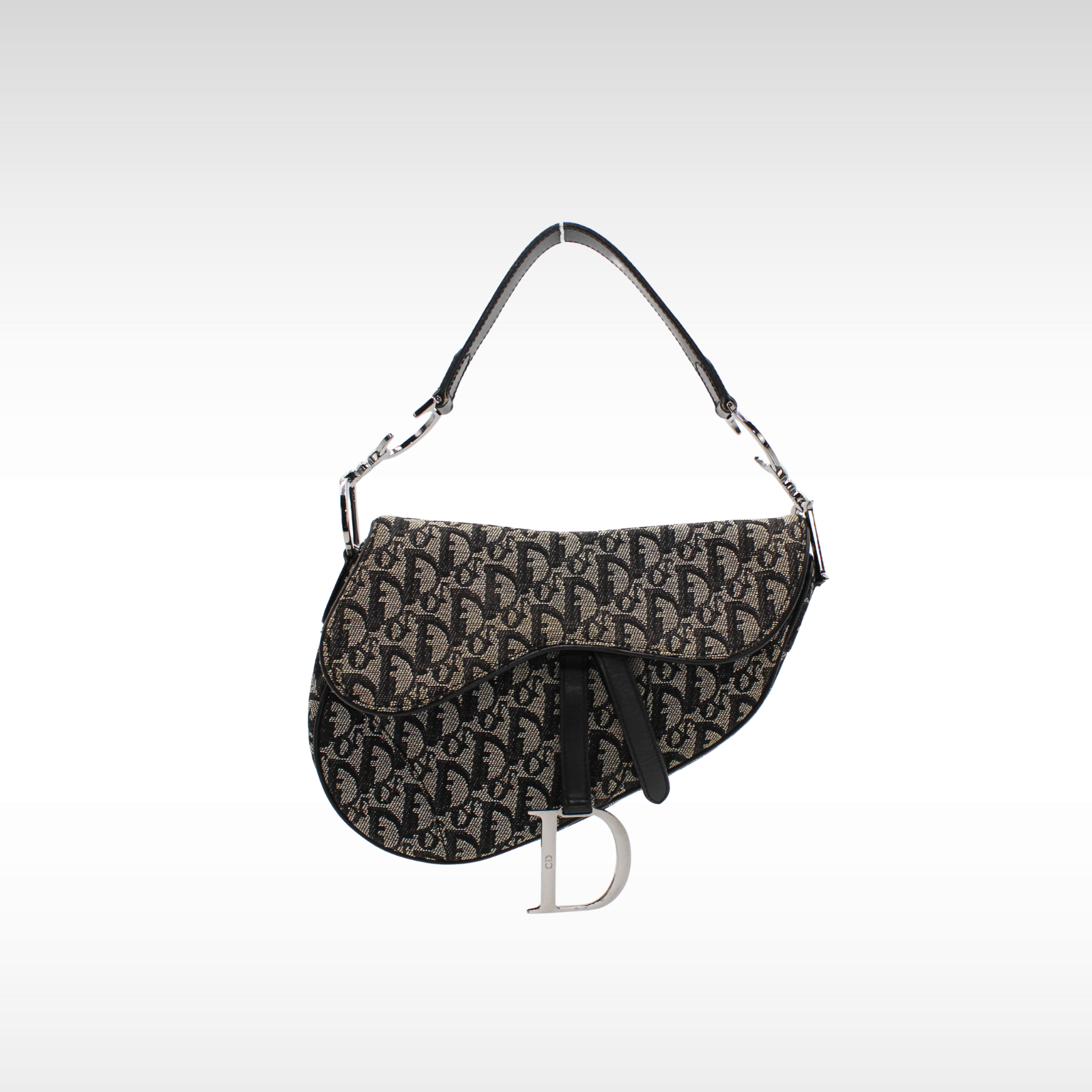 Saddle Oblique Canvas Black Shoulder Bag