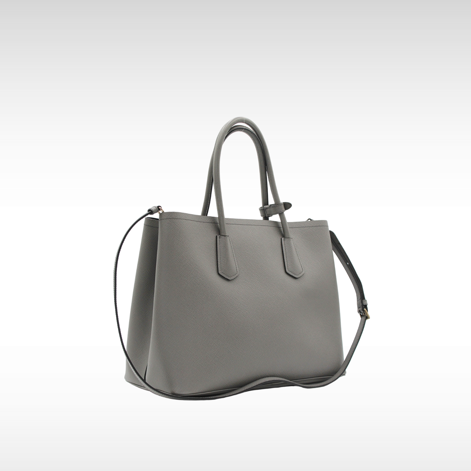 Double Saffiano Calf Gray Handbag