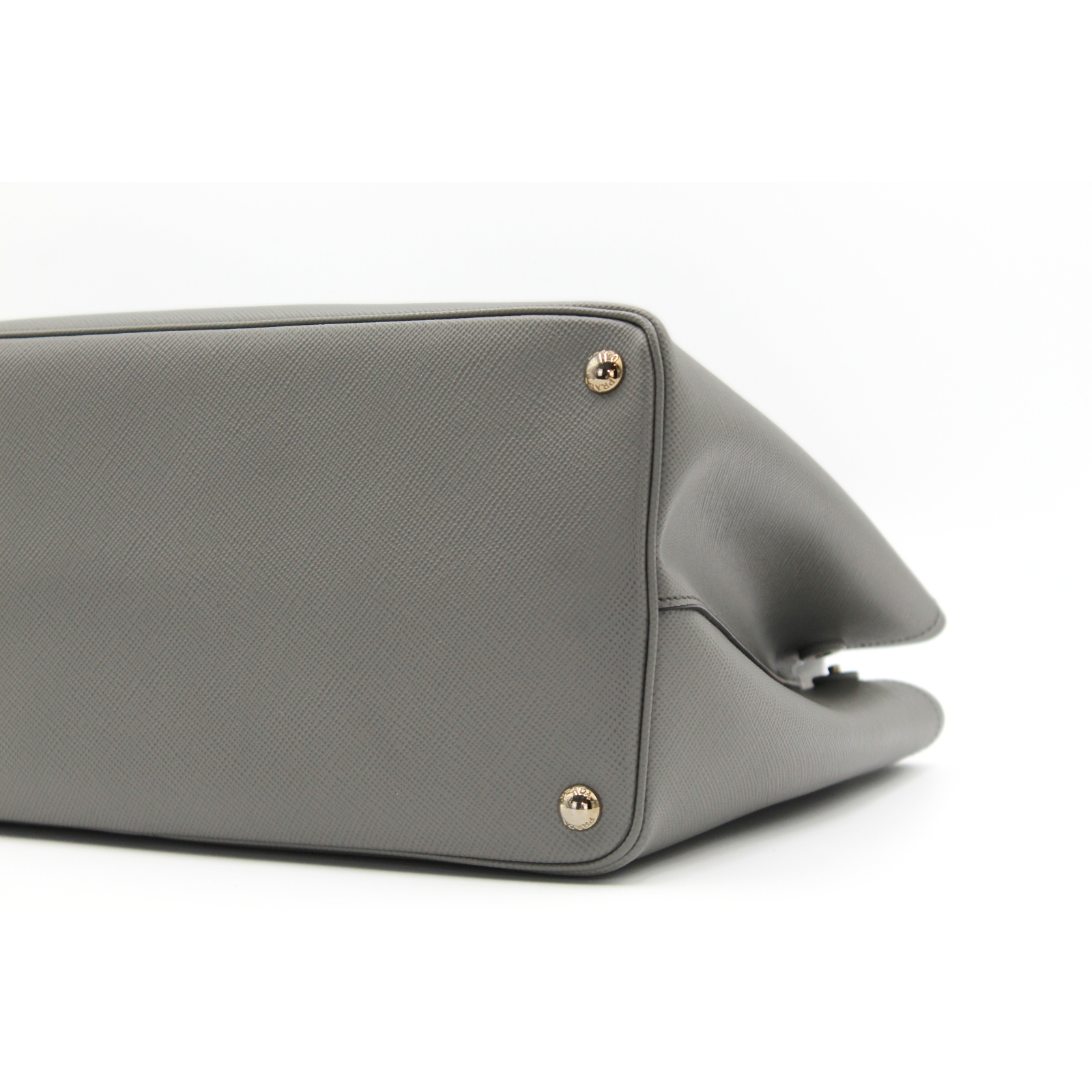 Double Saffiano Calf Gray Handbag