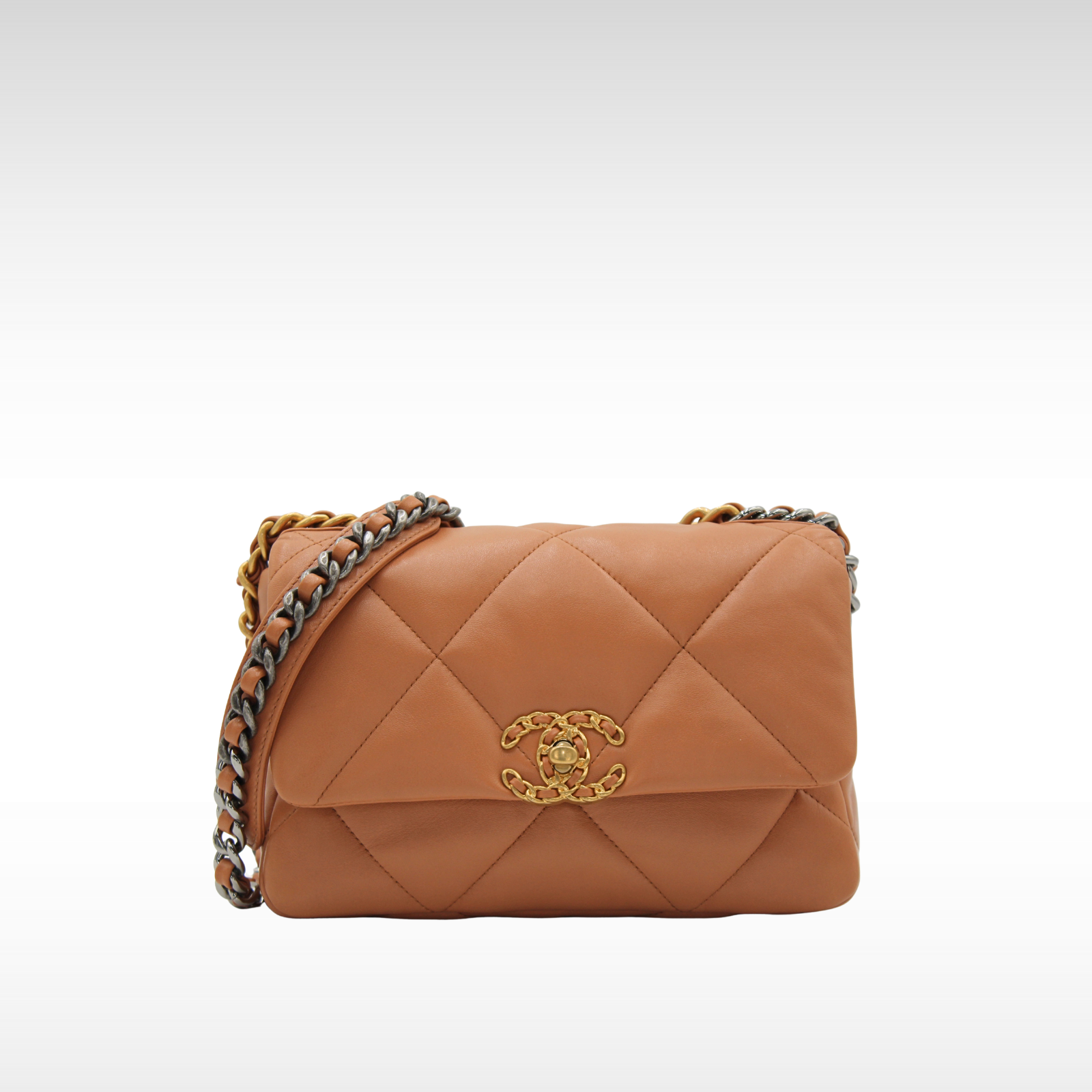 Chanel 19 Medium Lamb Brown Shoulder Bag