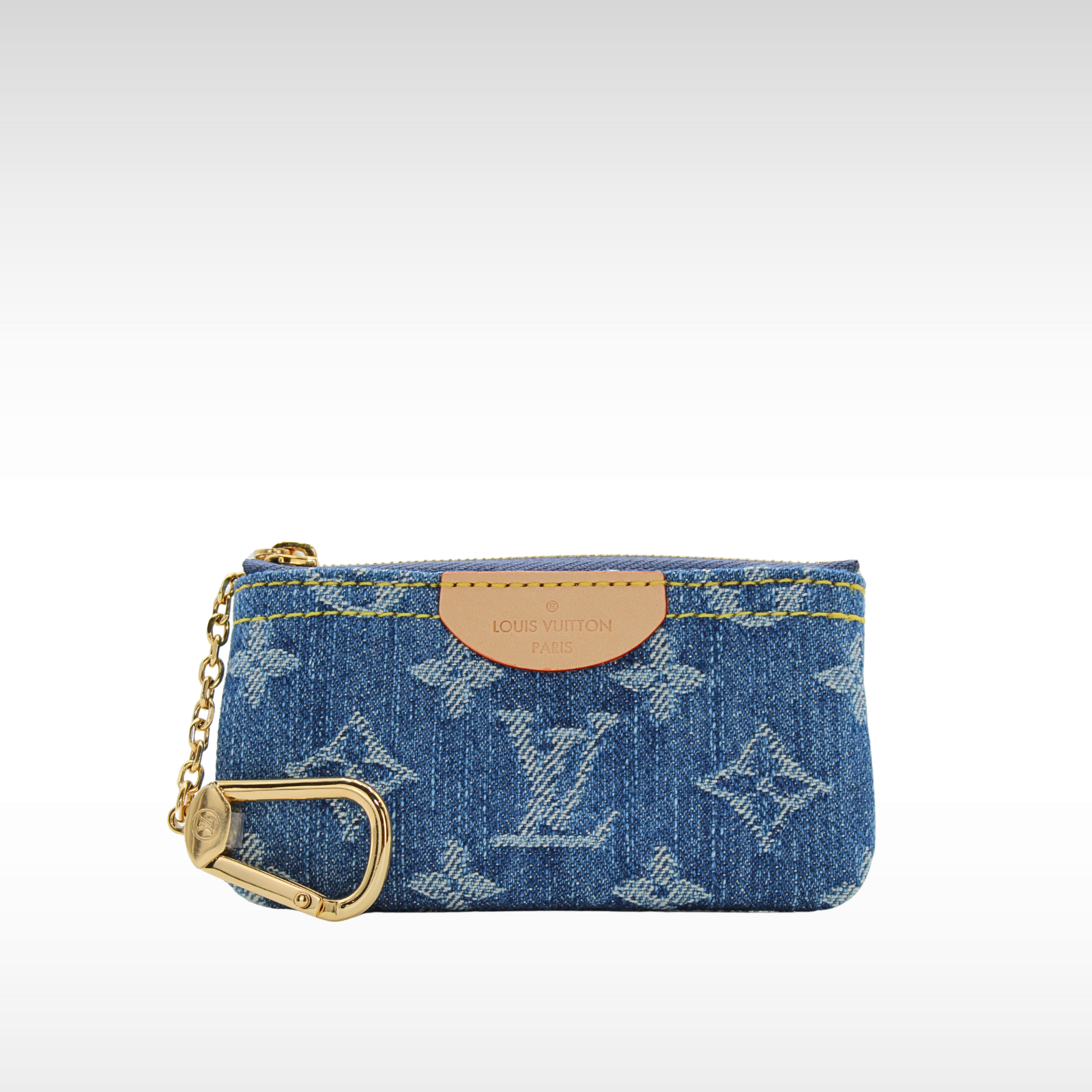 Key Pouch Monogram Denim Blue Coin Case
