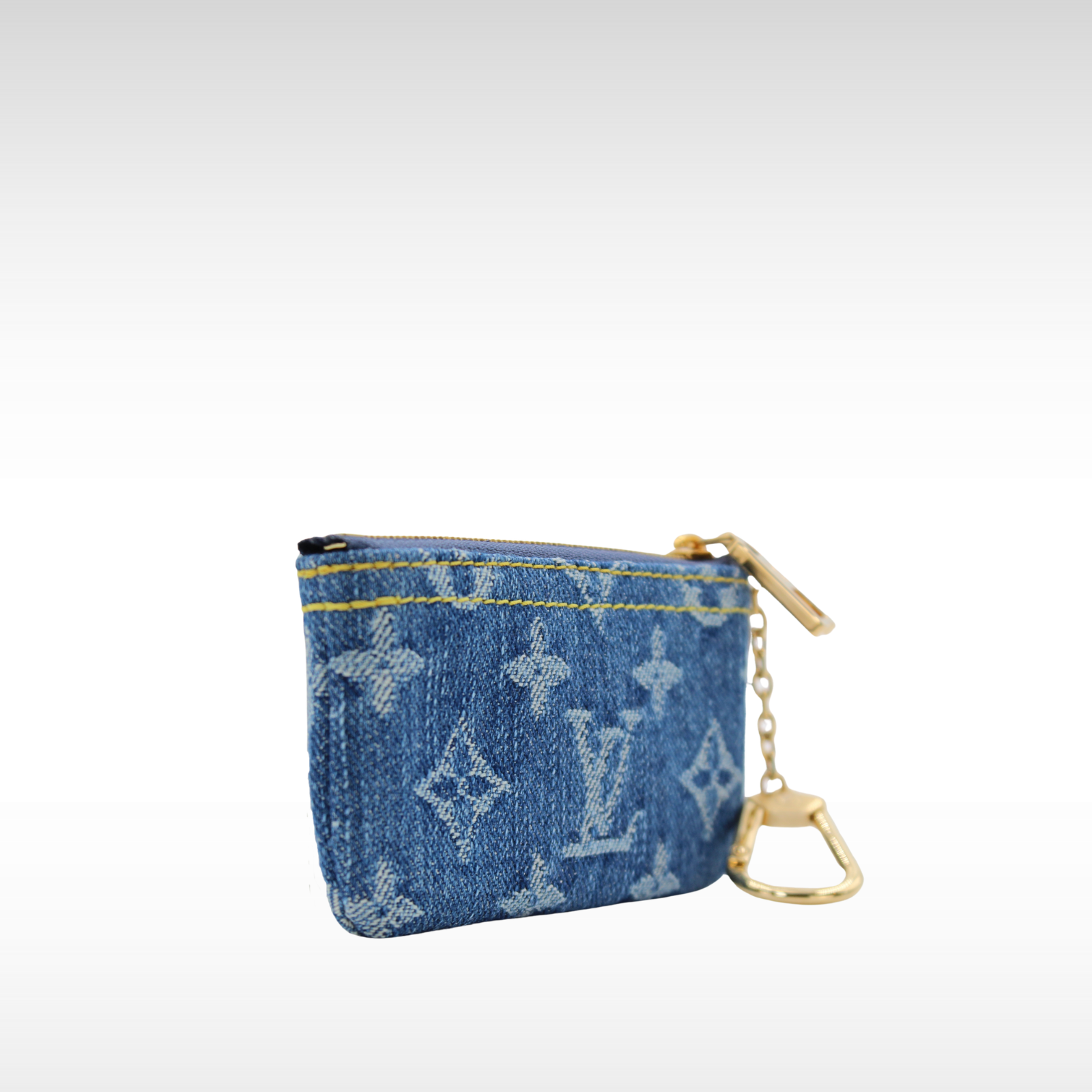 Key Pouch Monogram Denim Blue Coin Case