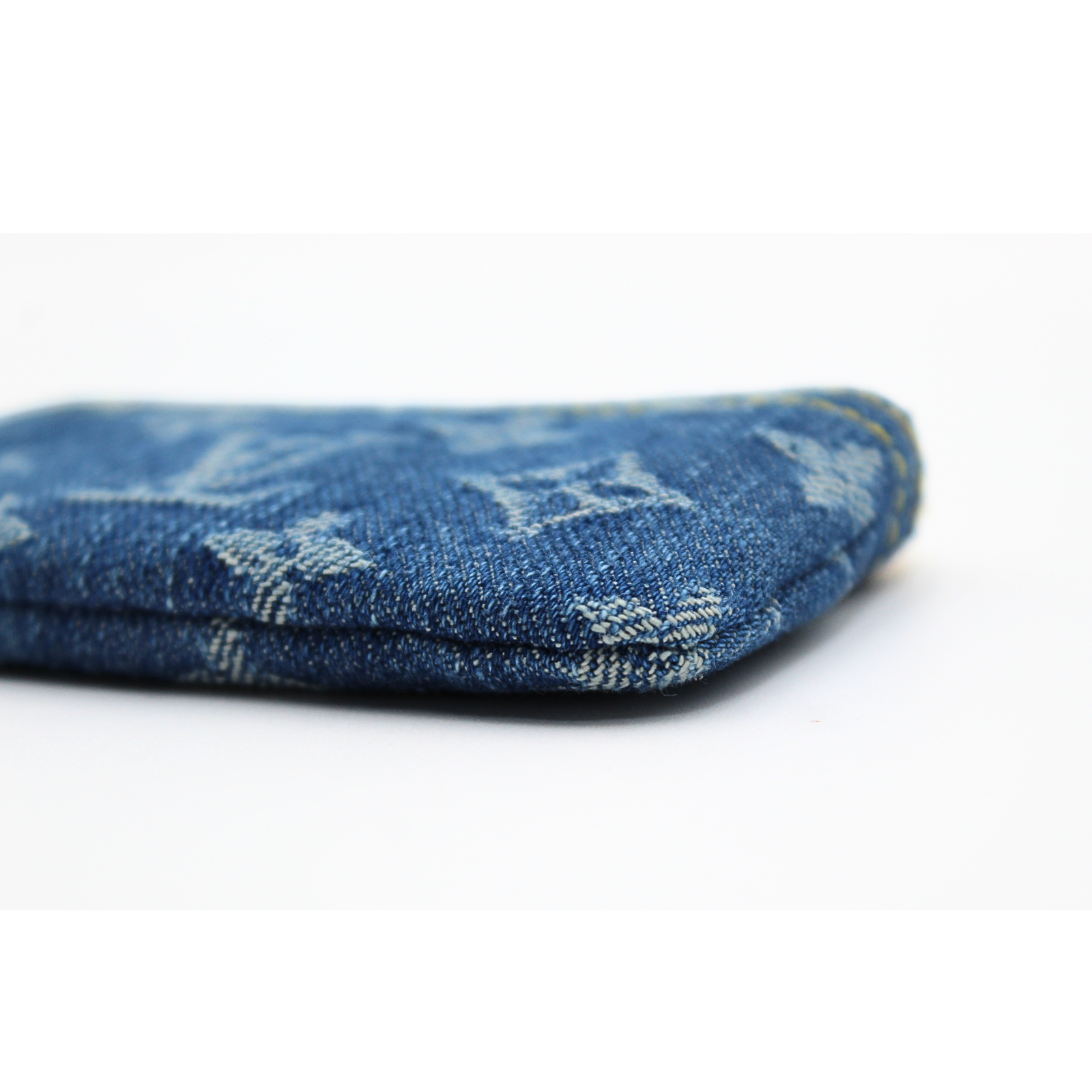 Key Pouch Monogram Denim Blue Coin Case