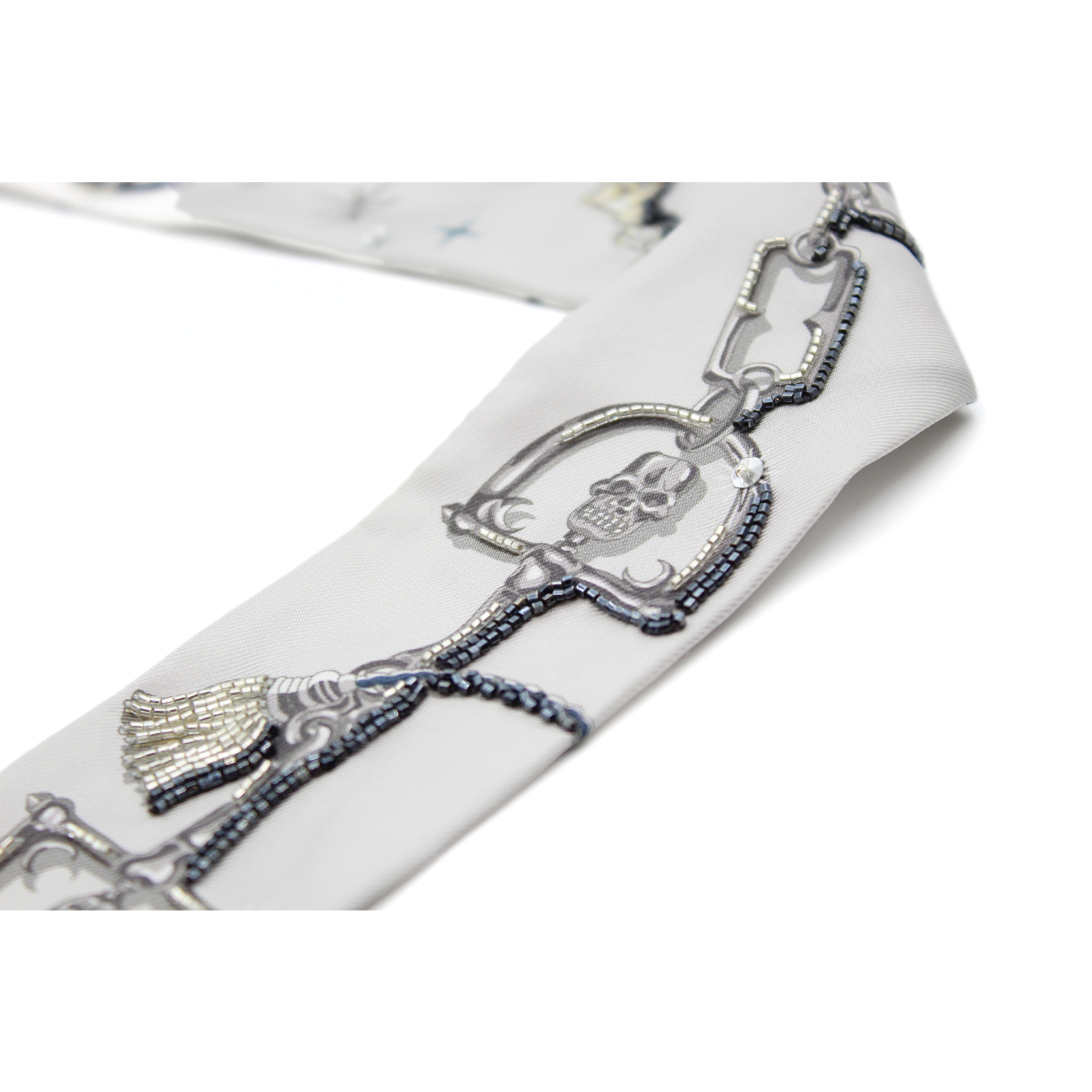 Twill Ribbon Cest La Fete Silk Ivoire Twilly Scarf