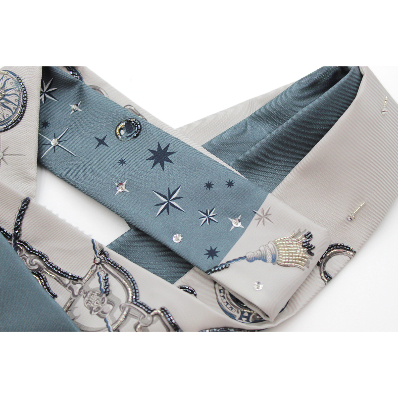 Twill Ribbon Cest La Fete Silk Ivoire Twilly Scarf