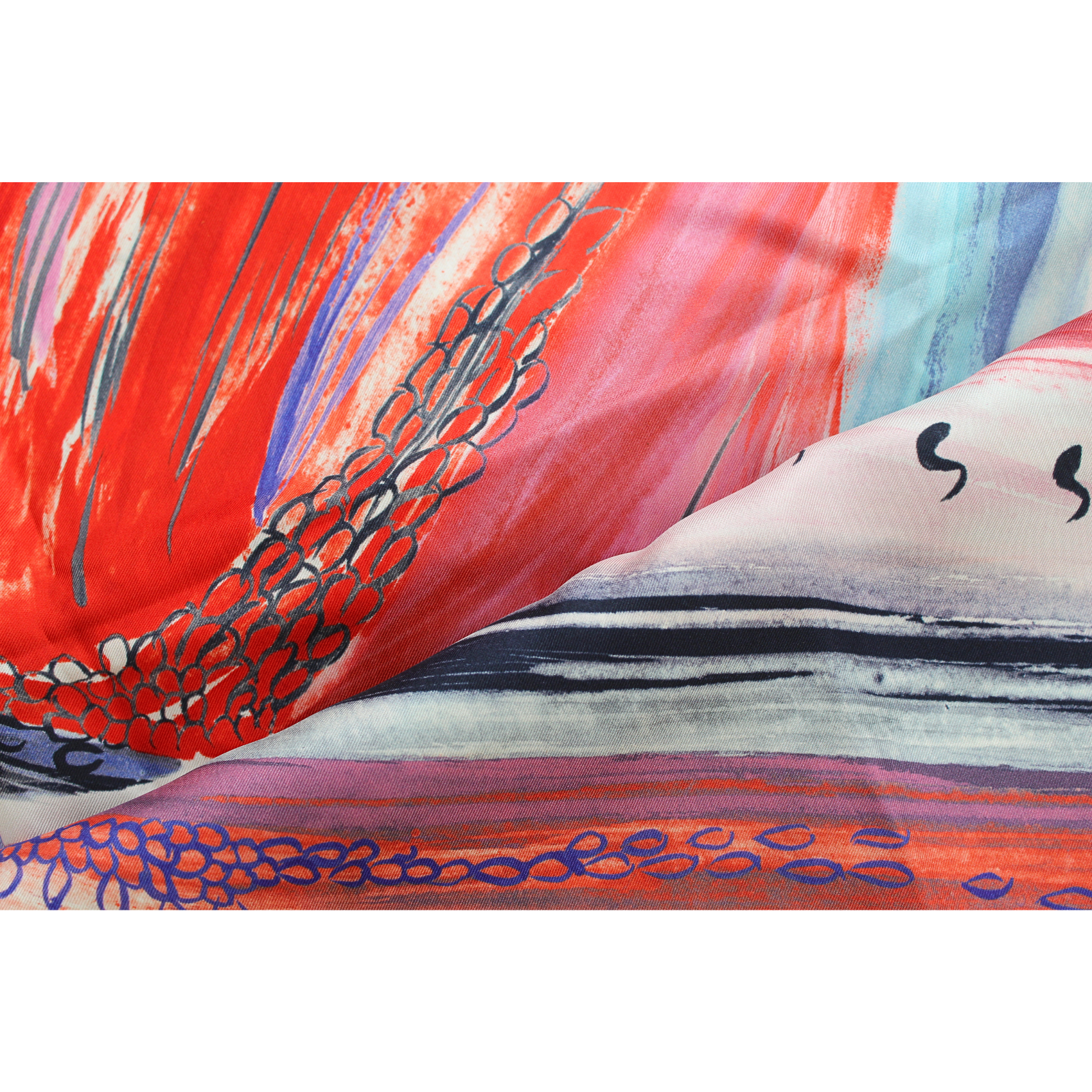 Carre Geant Silk Red & Blue Scarf