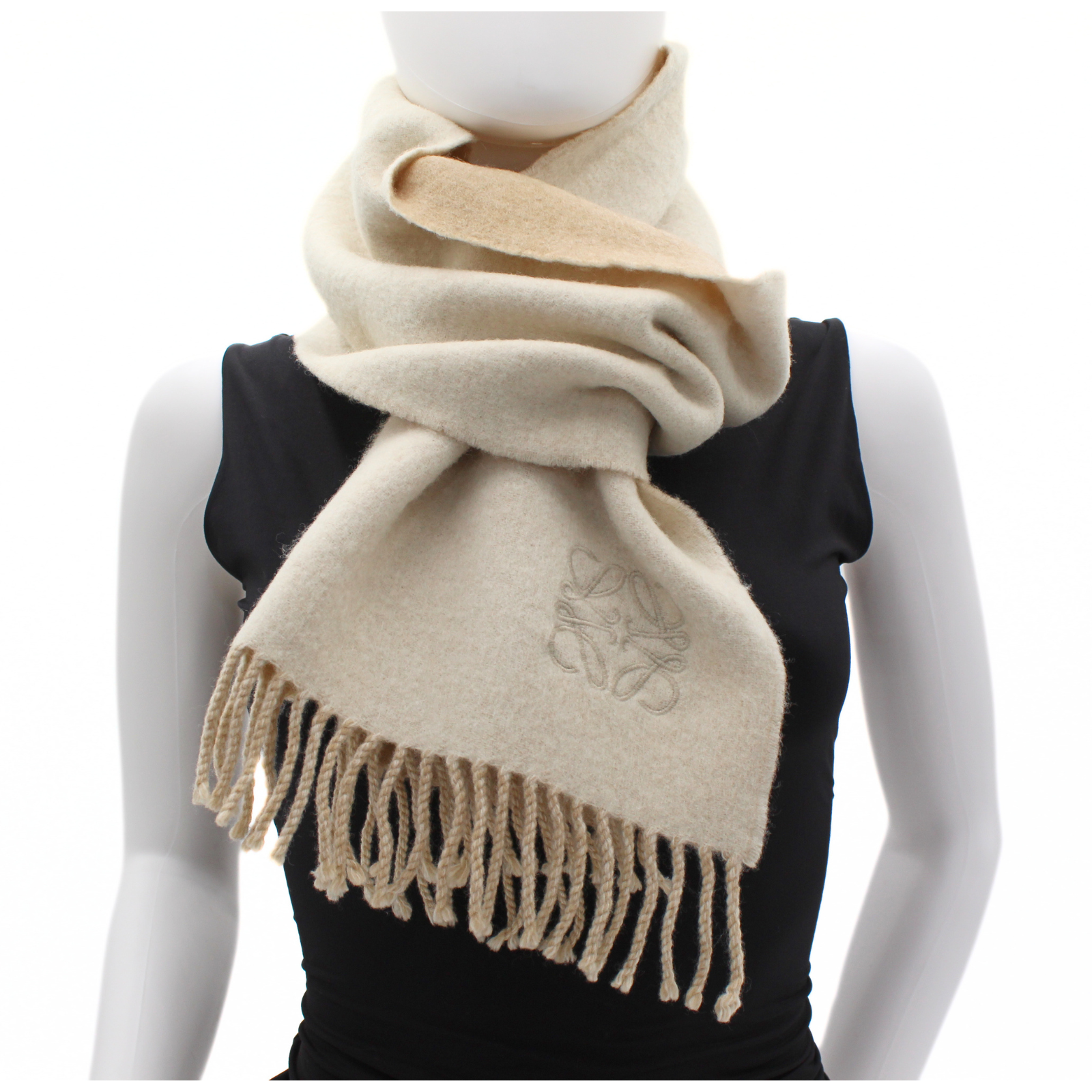 Wool White + Beige Scarf