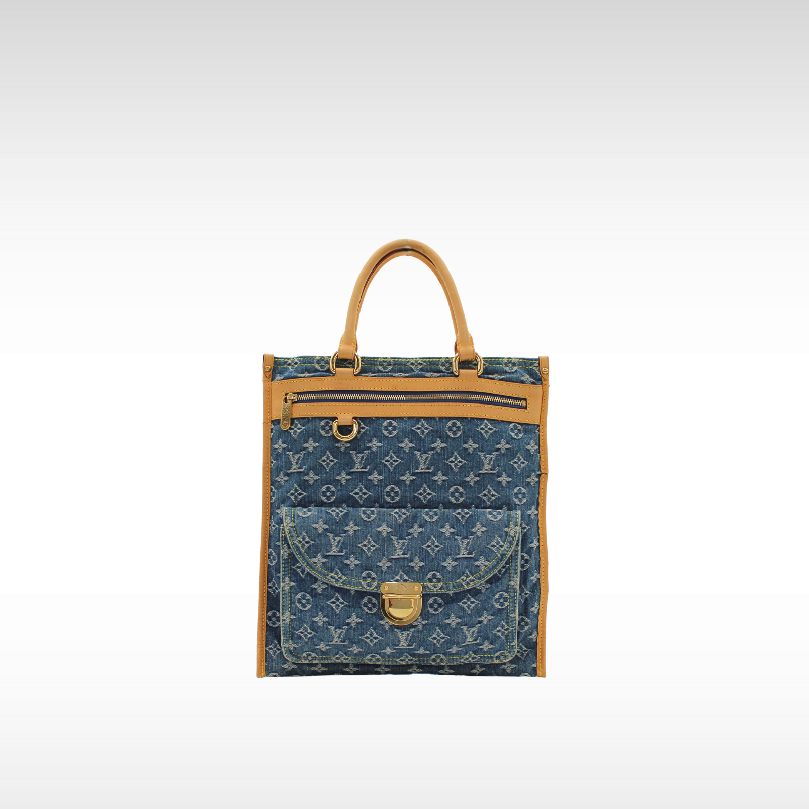 Flat Shopper Monogram Denim Handbag