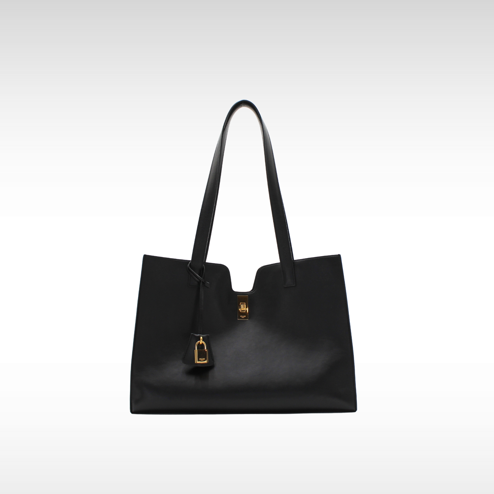 Cabas 16 Calf Black Tote Bag