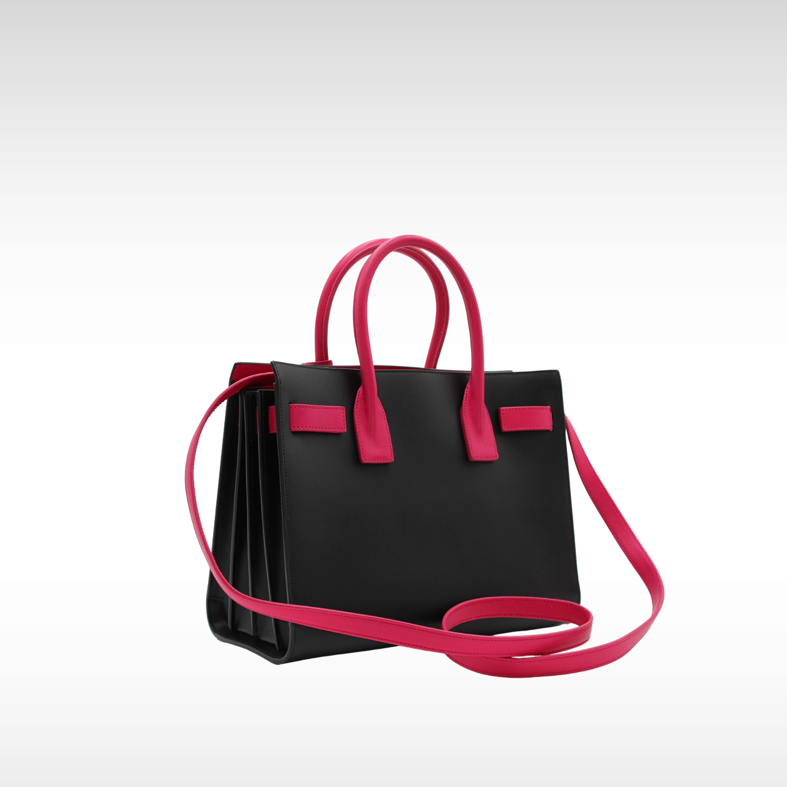 Sac De Jour Baby Calf Black + Pink Handbag