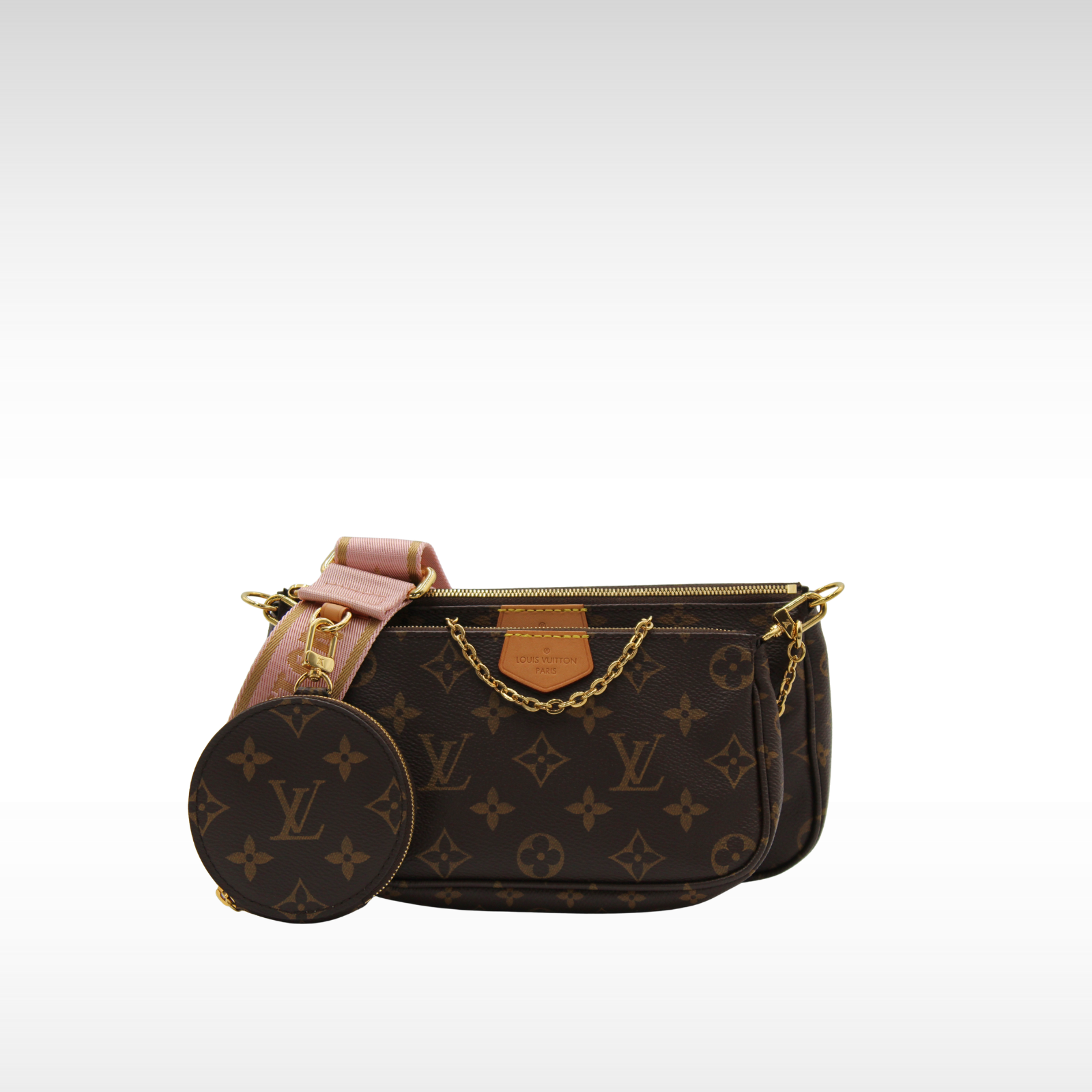 Multi Pochette Accessories Monogram Marron + Rose Claire Crossbody Bag