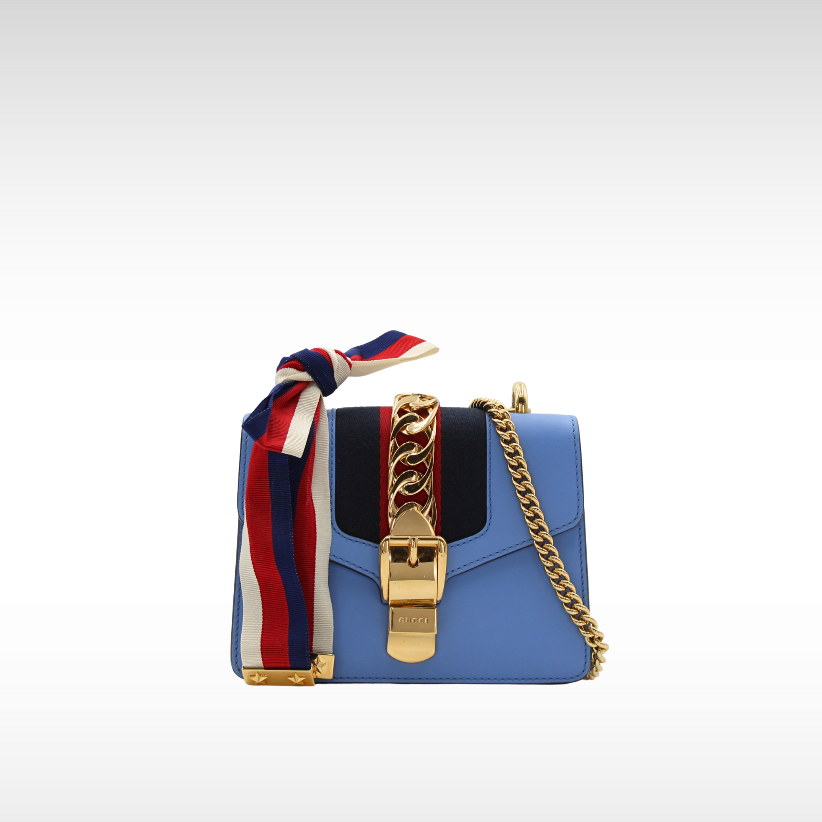 Sylvie Mini Calf Blue Shoulder Bag