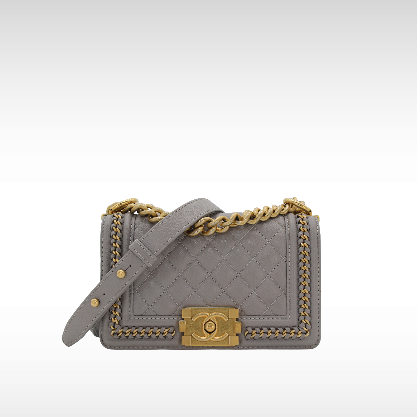 Boy Chanel Caviar Gray Shoulder Bag