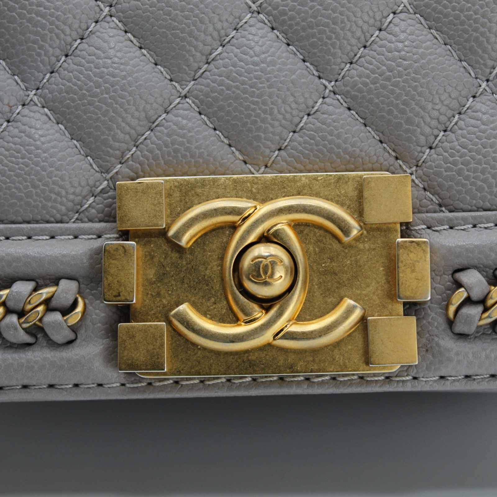 Boy Chanel Caviar Gray Shoulder Bag