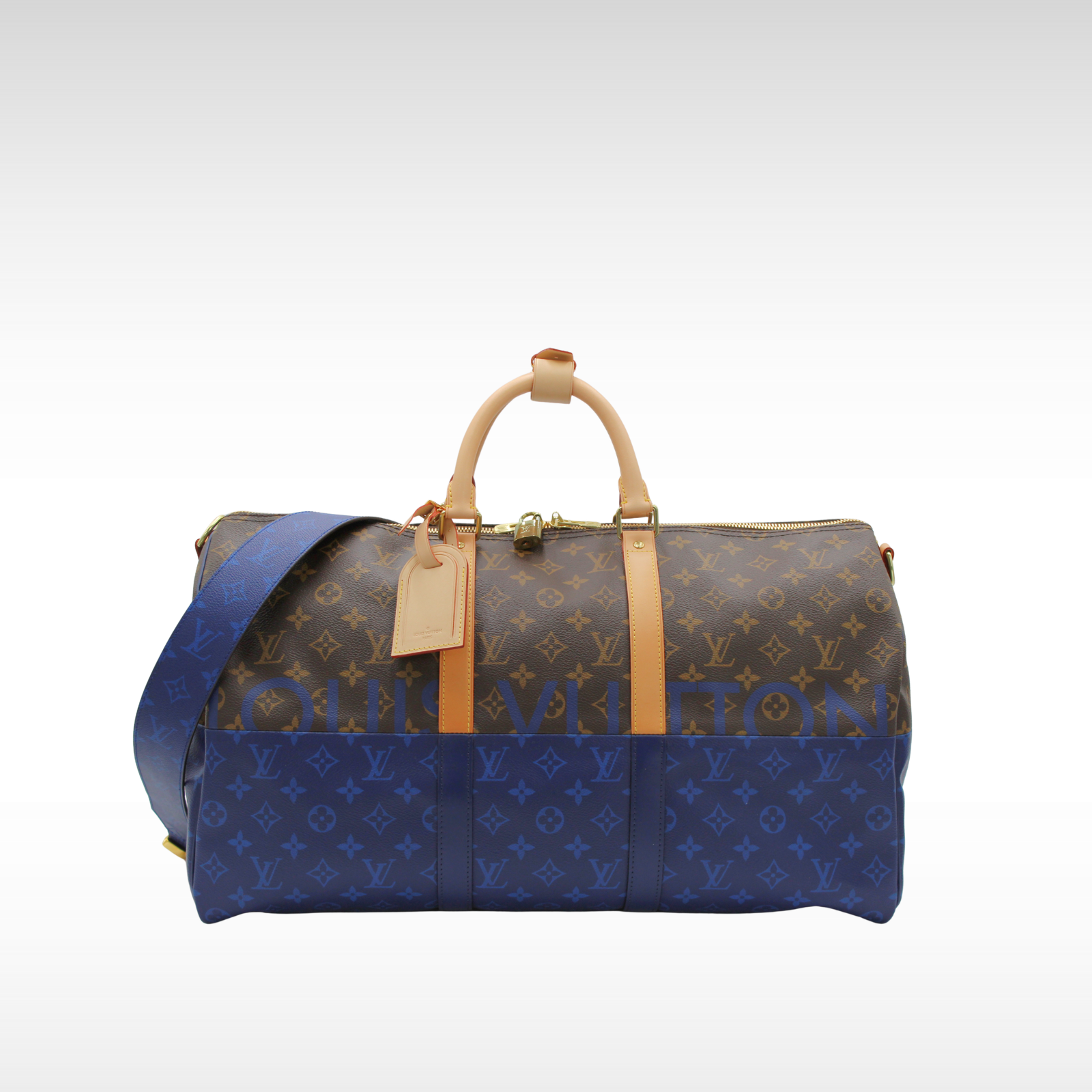 Keepall Bandoulière 50 Monogram Split Marron + Blue Duffel Bag
